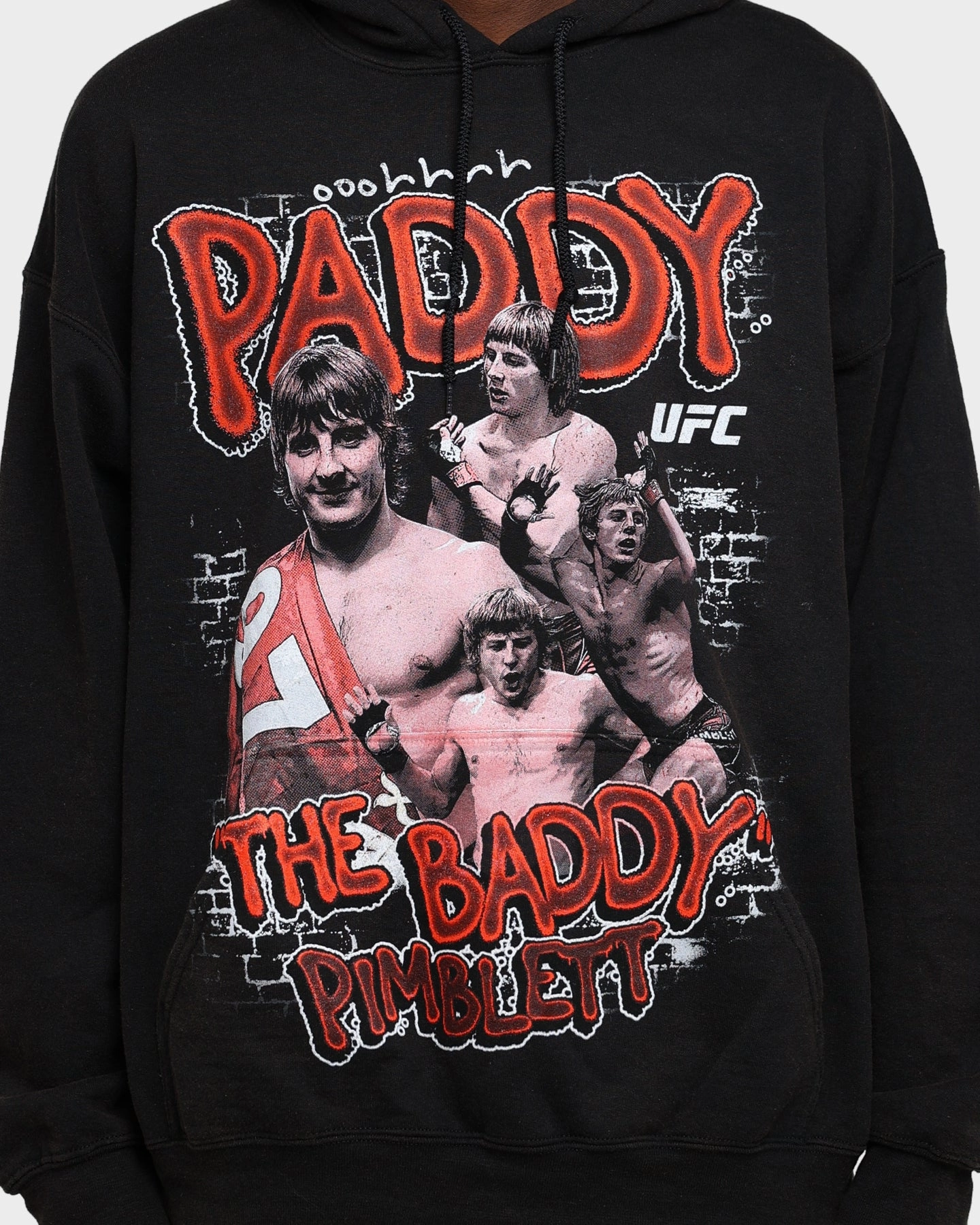 Insulated Comfort UFC By Goat Crew Paddy The Baddy Vintage Hoodie Black Wash