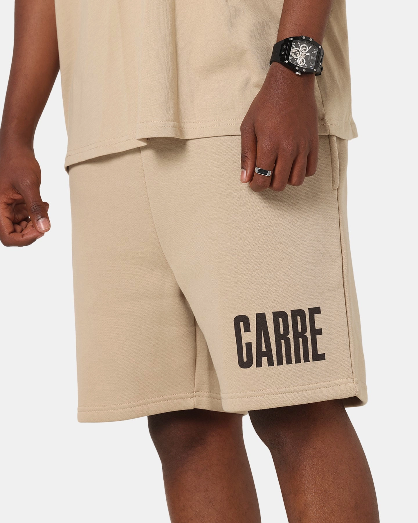 Athletic Vibe Non Binding Leg Openings Carre Premium Essentials Sweat Shorts Light Brown