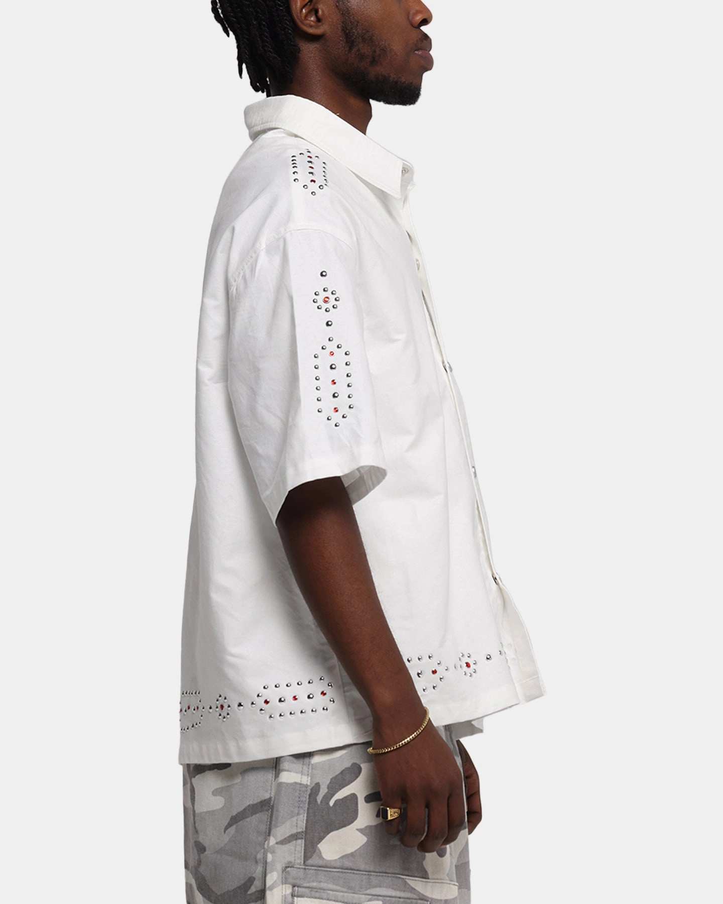 Bold Hue Loiter Western Button Up Shirt Cream