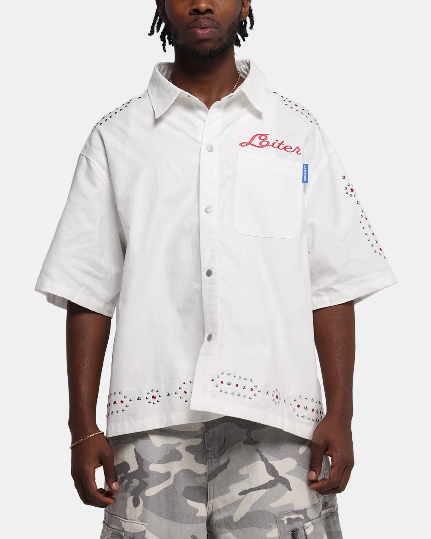 tall size Loiter Western Button Up Shirt Cream