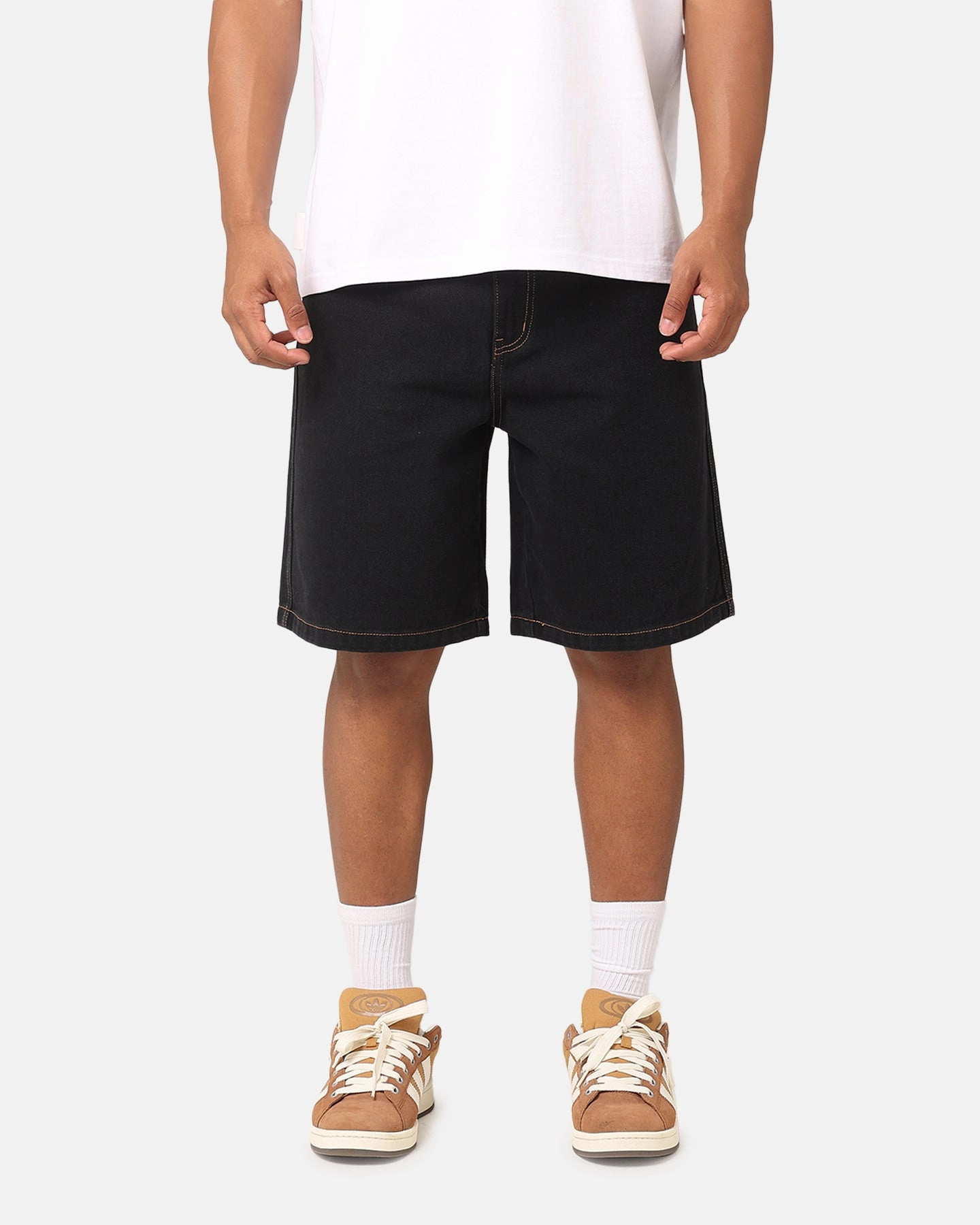 Back pockets S Double Print Denim Standard Shorts Black