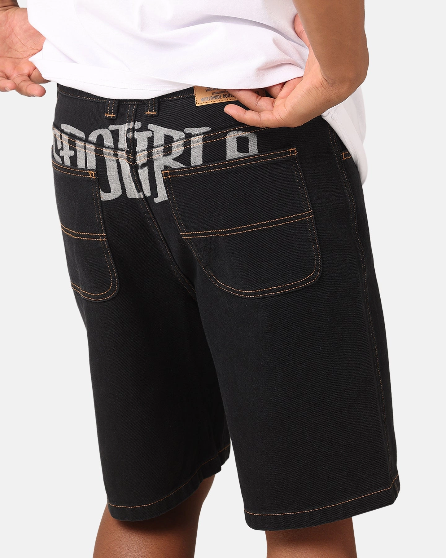 S Double Print Denim Standard Shorts Black Compression Lining
