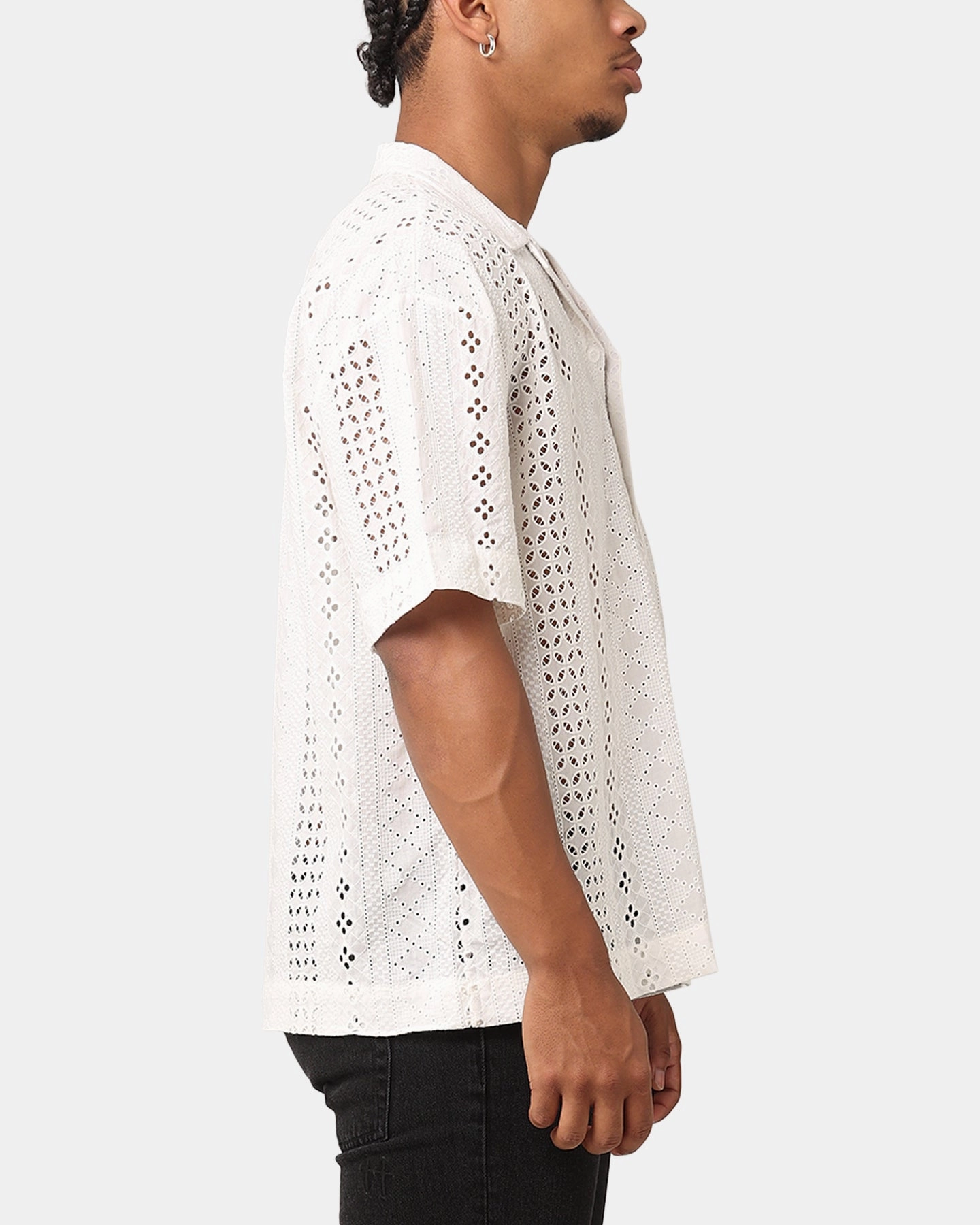 Saint Morta Crochet Button Up Shirt Off White Comfortable Wear