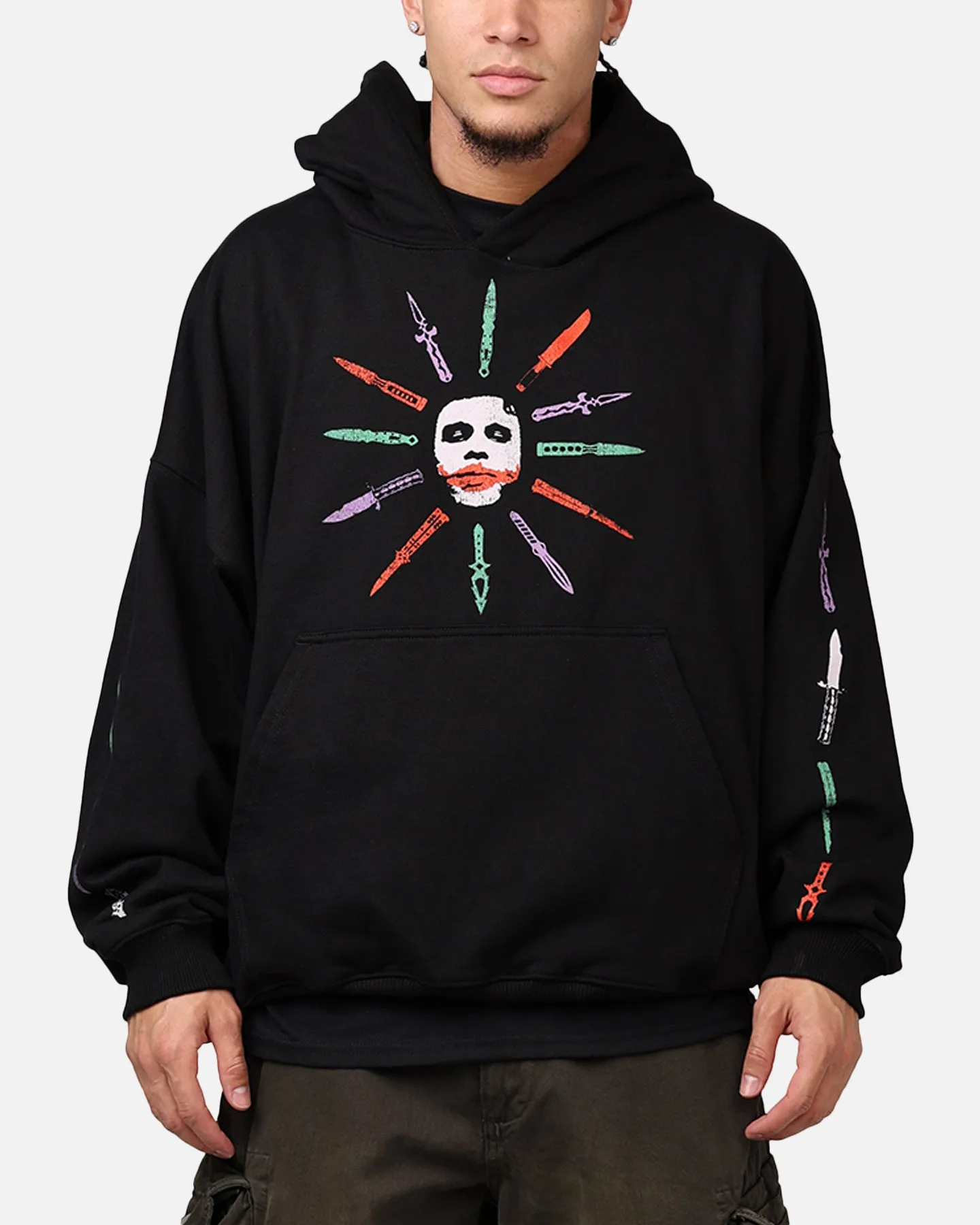 concert - goers American Thrift X DC Batman The Joker Scars Premium Hoodie Black