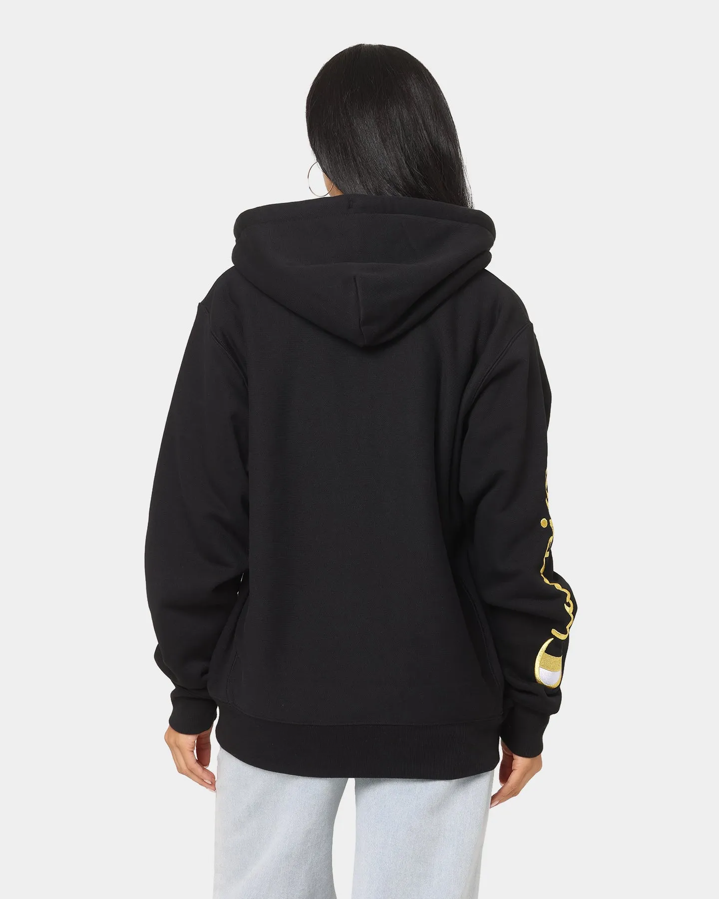 multiple pockets Champion Reverse Weave Quarter Zip Hoodie Black/Gold