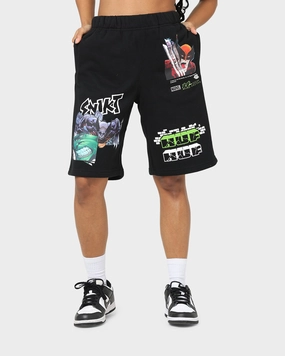 Eco - friendly Odor Lock Technology HUF X Marvel Smash Up Fleece Shorts Black