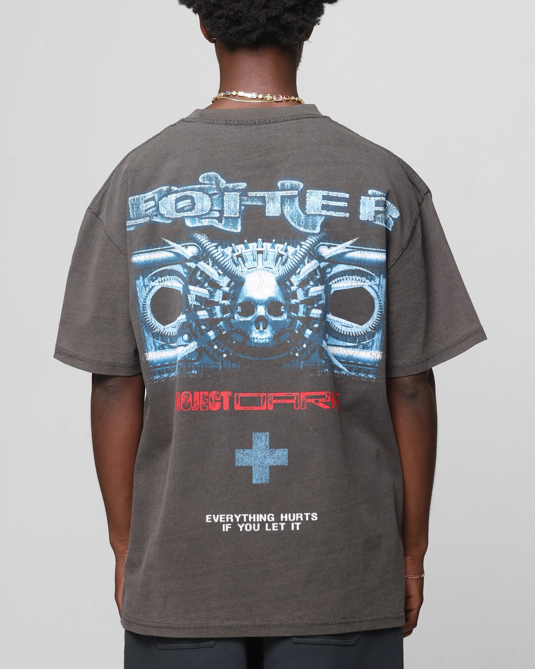 Loiter Project Dark Vintage T-Shirt Black Wash Seamless Edging Unisex versatility