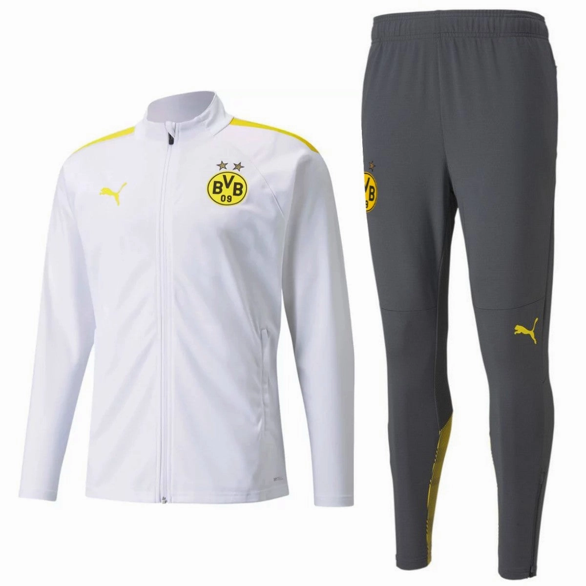 BVB Borussia Dortmund white/grey training bench tracksuit 2022 - Puma Autumn Wear