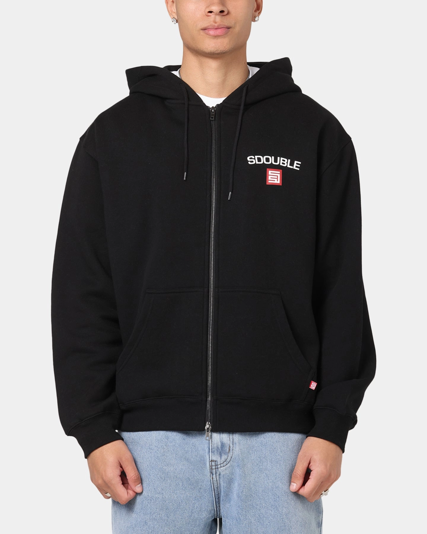 S Double Cities Zip Through Hoodie Black Balanced Weight Distribution