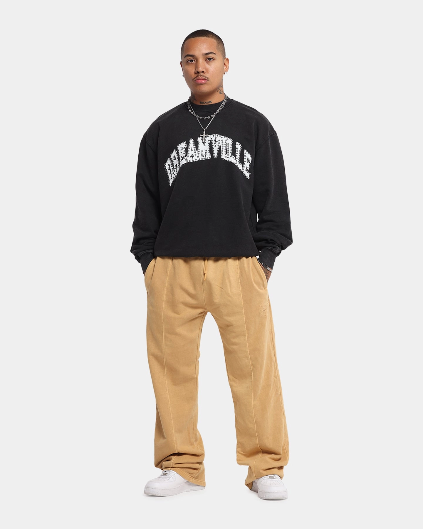 Warm Layer Effortless Style Dreamville Stars Crewneck Black