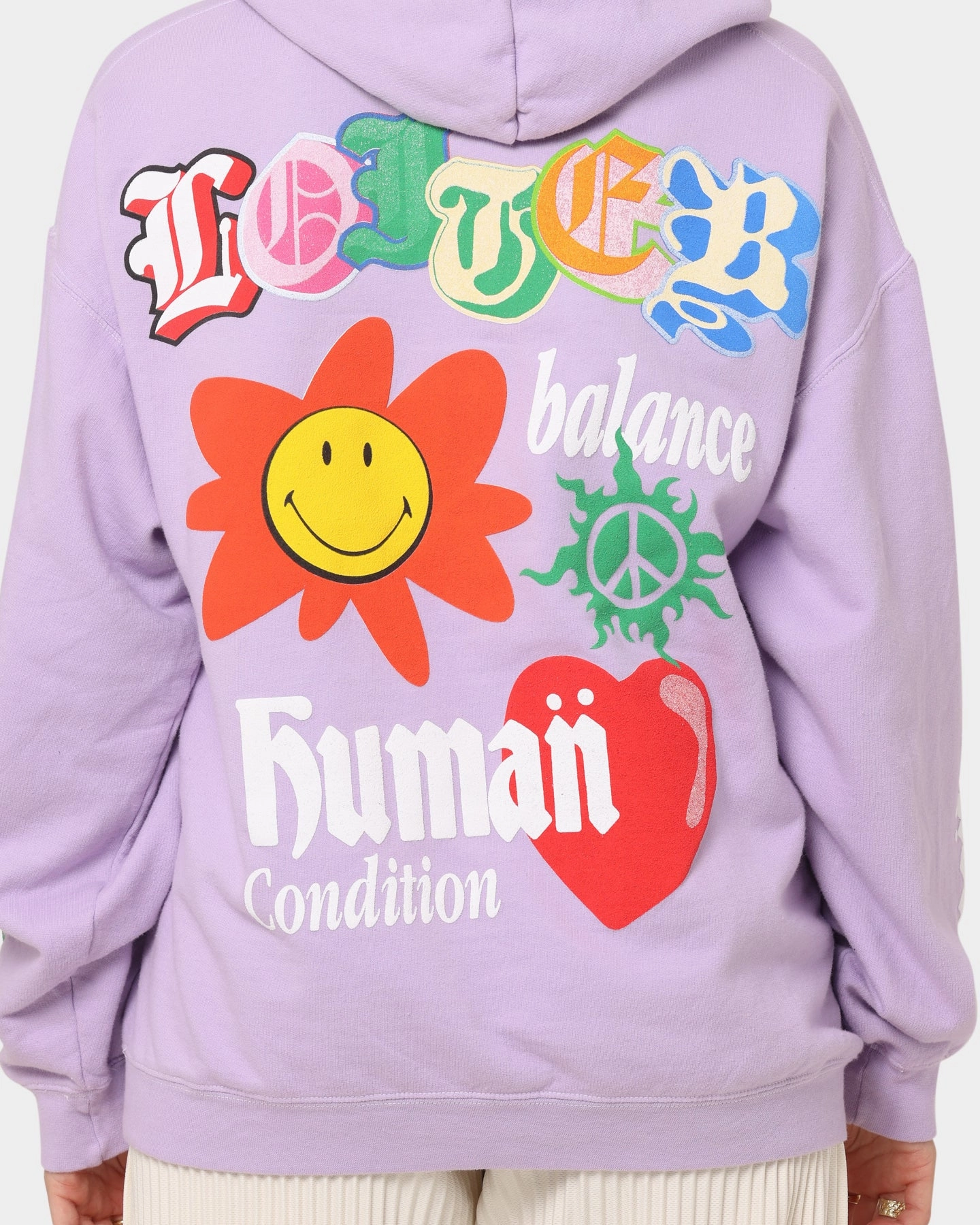 Loiter X Smiley Logo Puff Print Hoodie Lilac Lightweight Wear