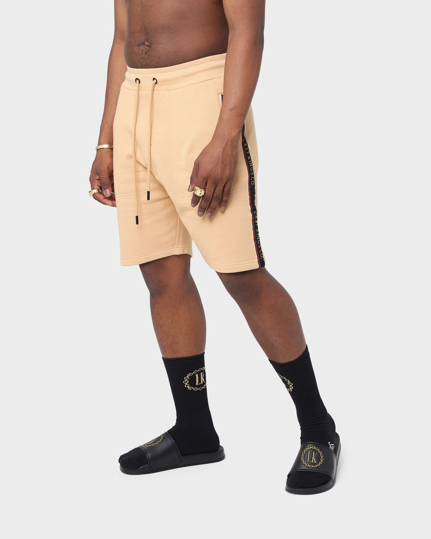 club wear Last Kings Notoriety Tape Sweat Shorts Sand