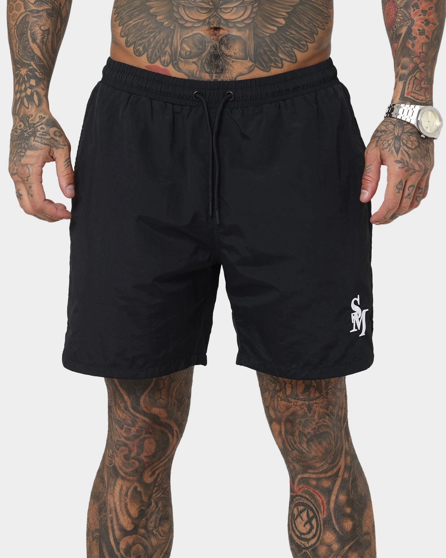 Saint Morta Cali Beach Shorts Black/White Trend Essential Multi Pocket System