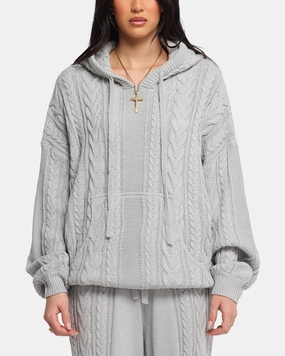 XXIII Lakes Knitted Hoodie Grey half zip Fashion Forward