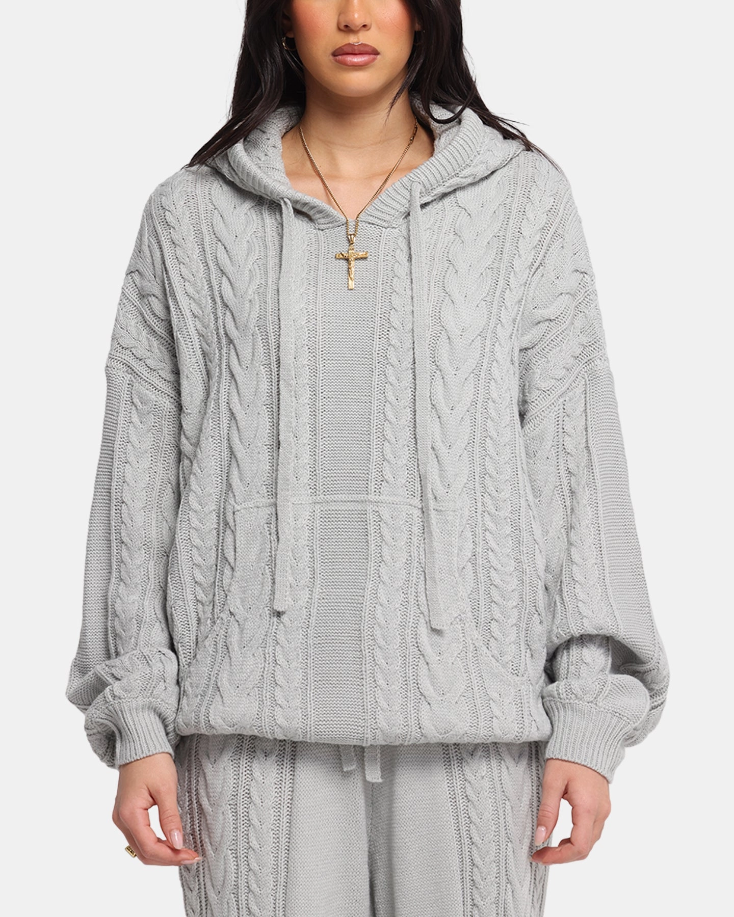 XXIII Lakes Knitted Hoodie Grey half zip Fashion Forward