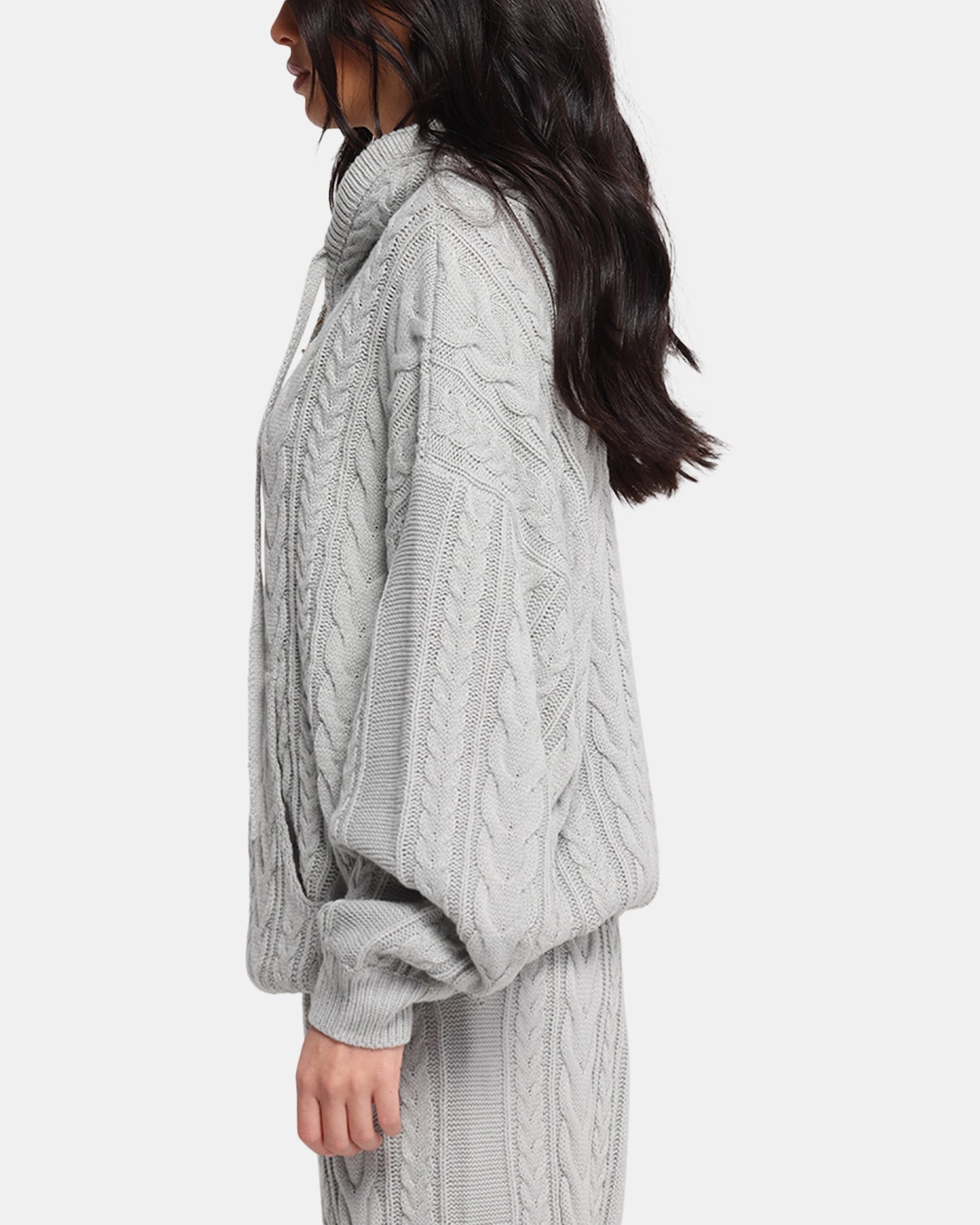 XXIII Lakes Knitted Hoodie Grey High Neck