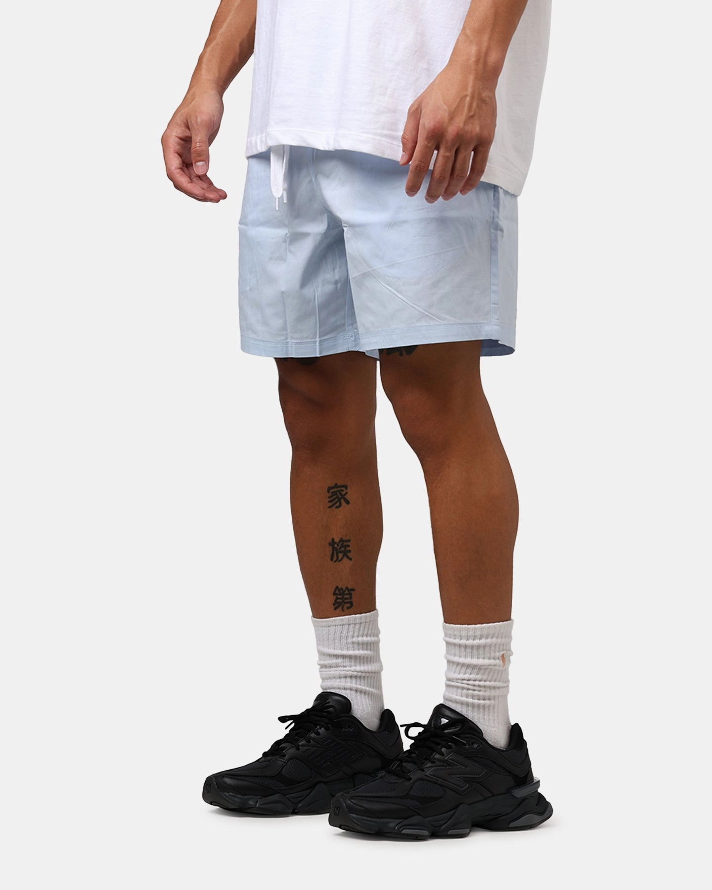 Printed Pattern Carre Rosebud Beach Shorts Light Blue