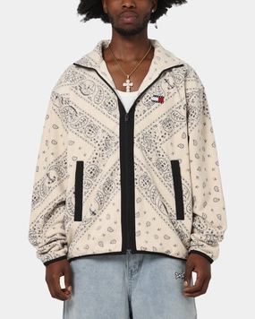 theater performance suitable for birthdays Tommy Jeans Relaxed Zip Paisley Fleece Jacket Newsprint
