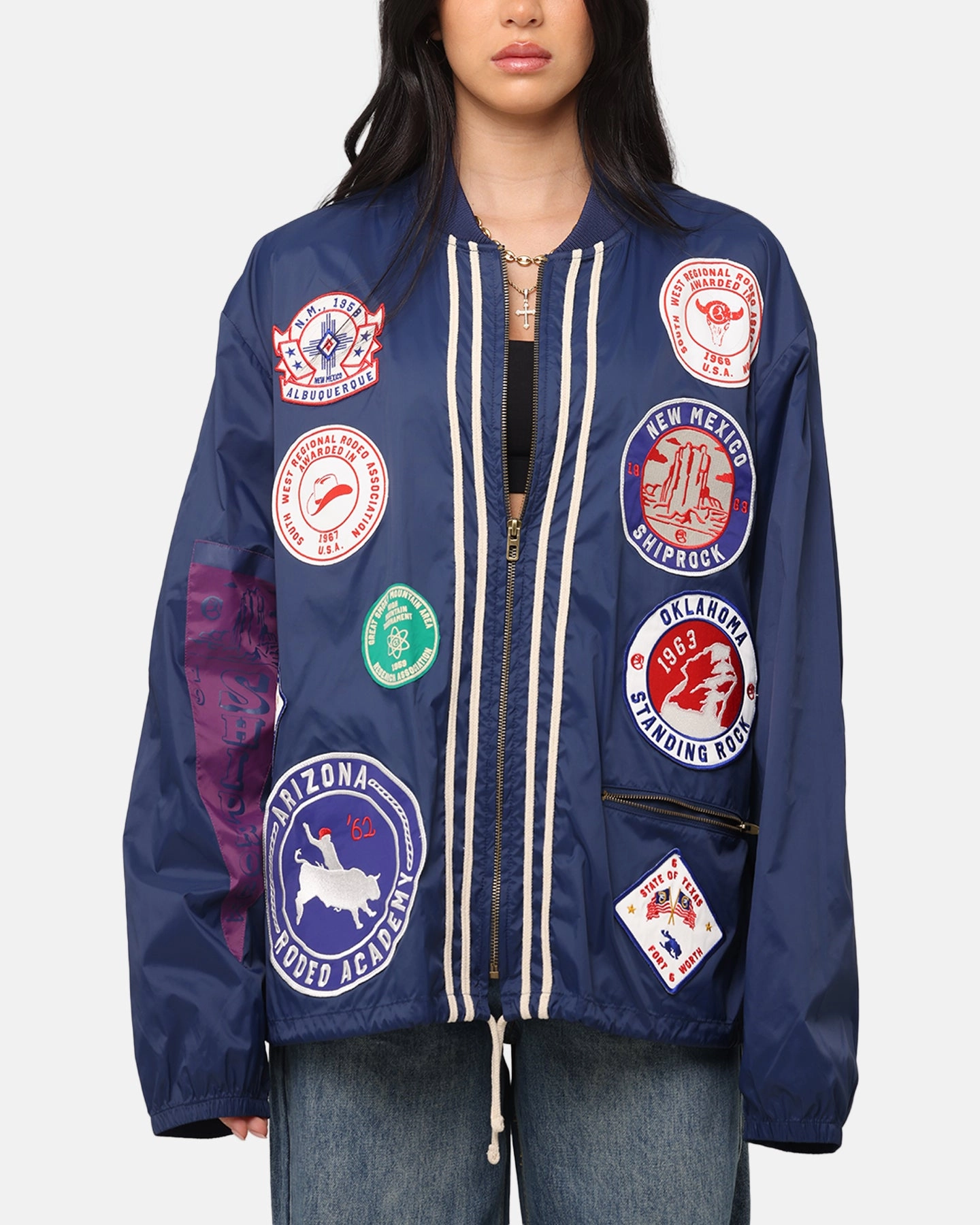 Champion 60's Souvenir Jacket Athetlic Navy Cream Nail-clipper