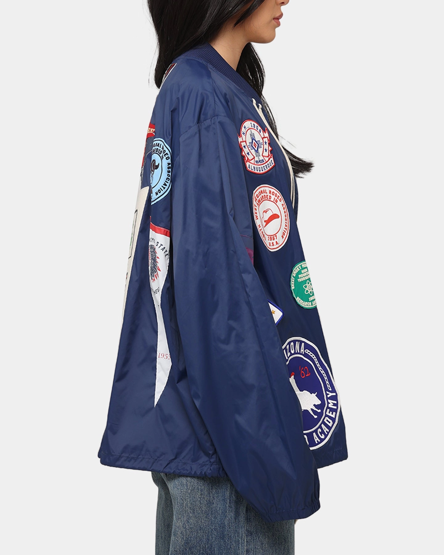 Heavy Duty Zipper Winter Ready Champion 60's Souvenir Jacket Athetlic Navy Cream