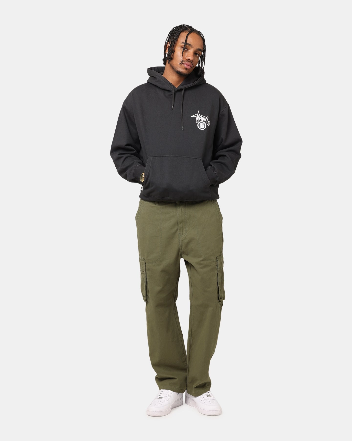 Premium Feel S Double Shawn Dot Hoodie Washed Black