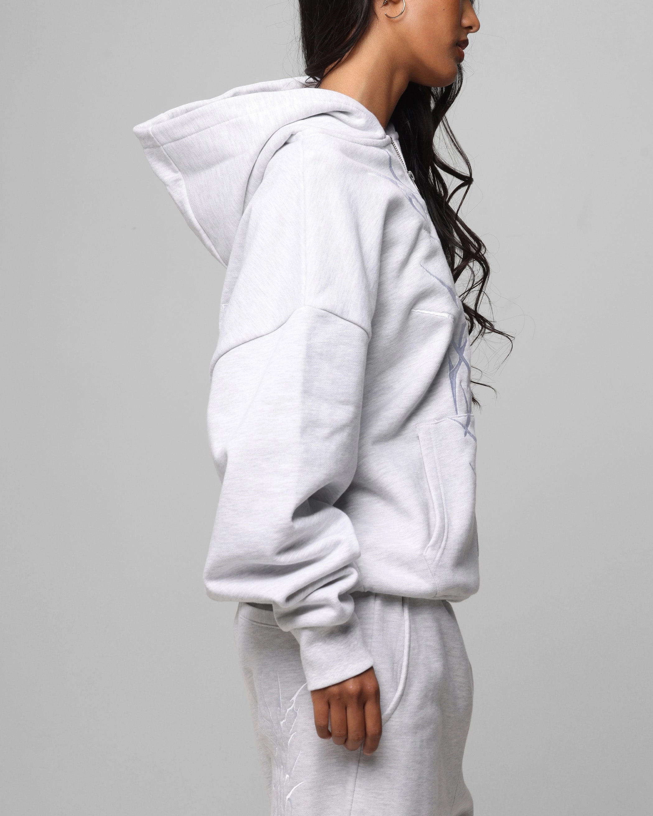 Loiter Blood Born Zip Hoodie Grey Marle Travel Friendly