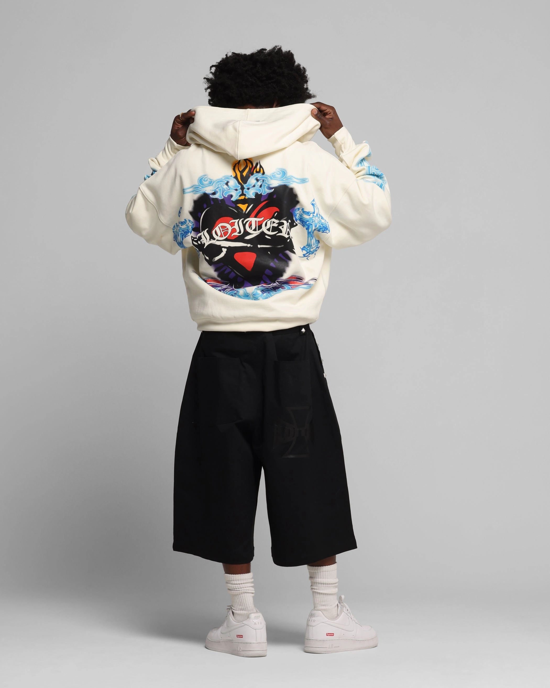 Sport Night Loiter Hearts Zip Hoodie Off White