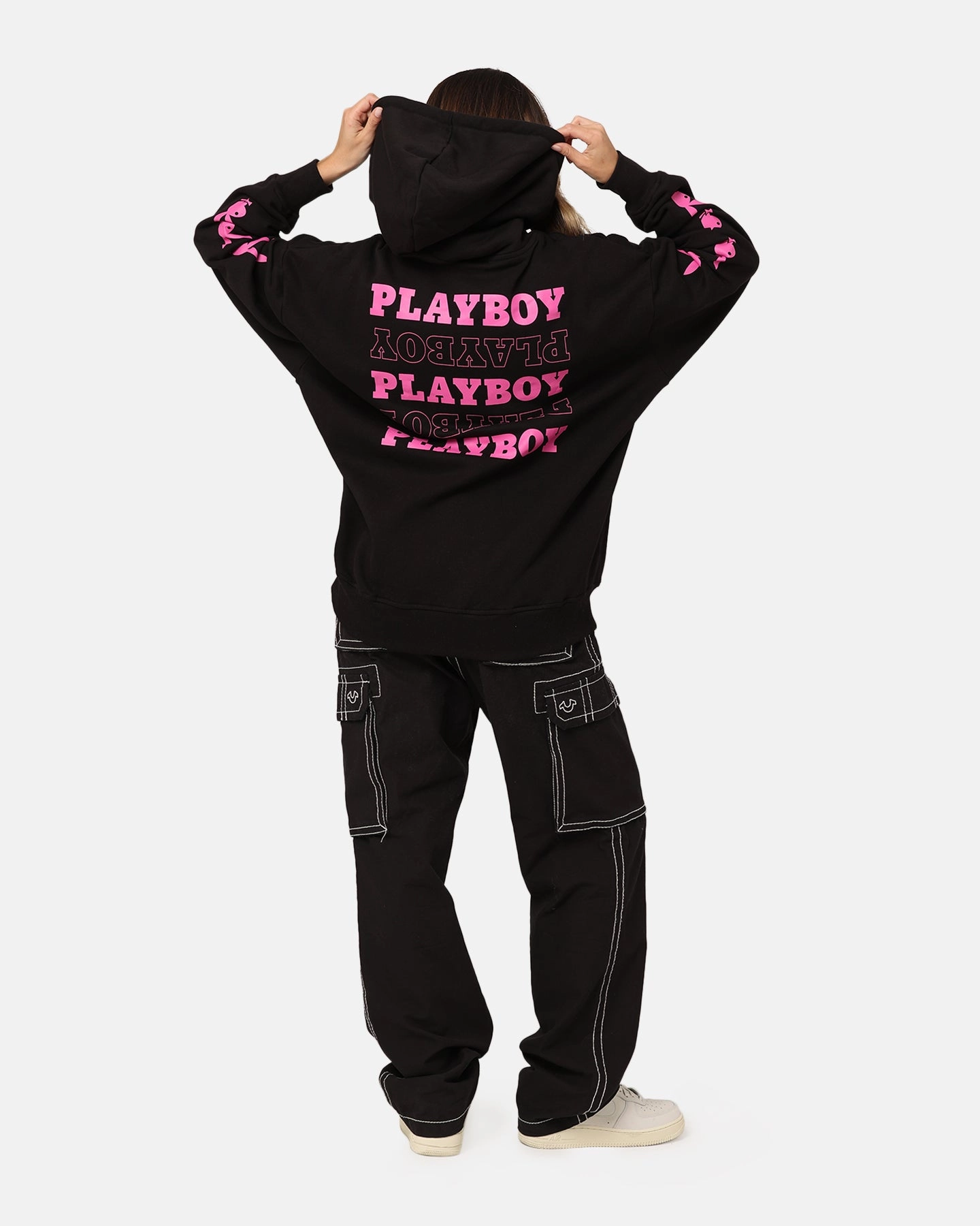 Playboy Side Bunny Stack Hoodie Black Chain