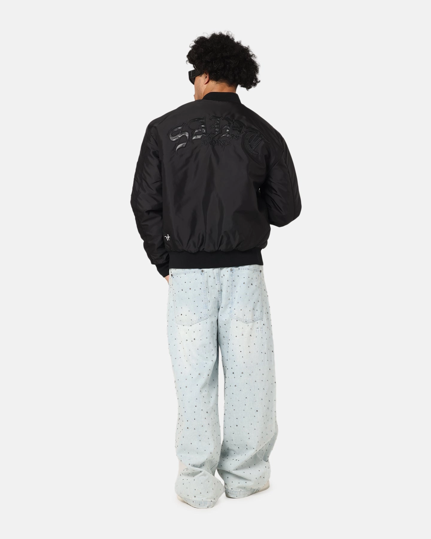 Saint Morta Gothic Noir Bomber Jacket Black Windproof Technology