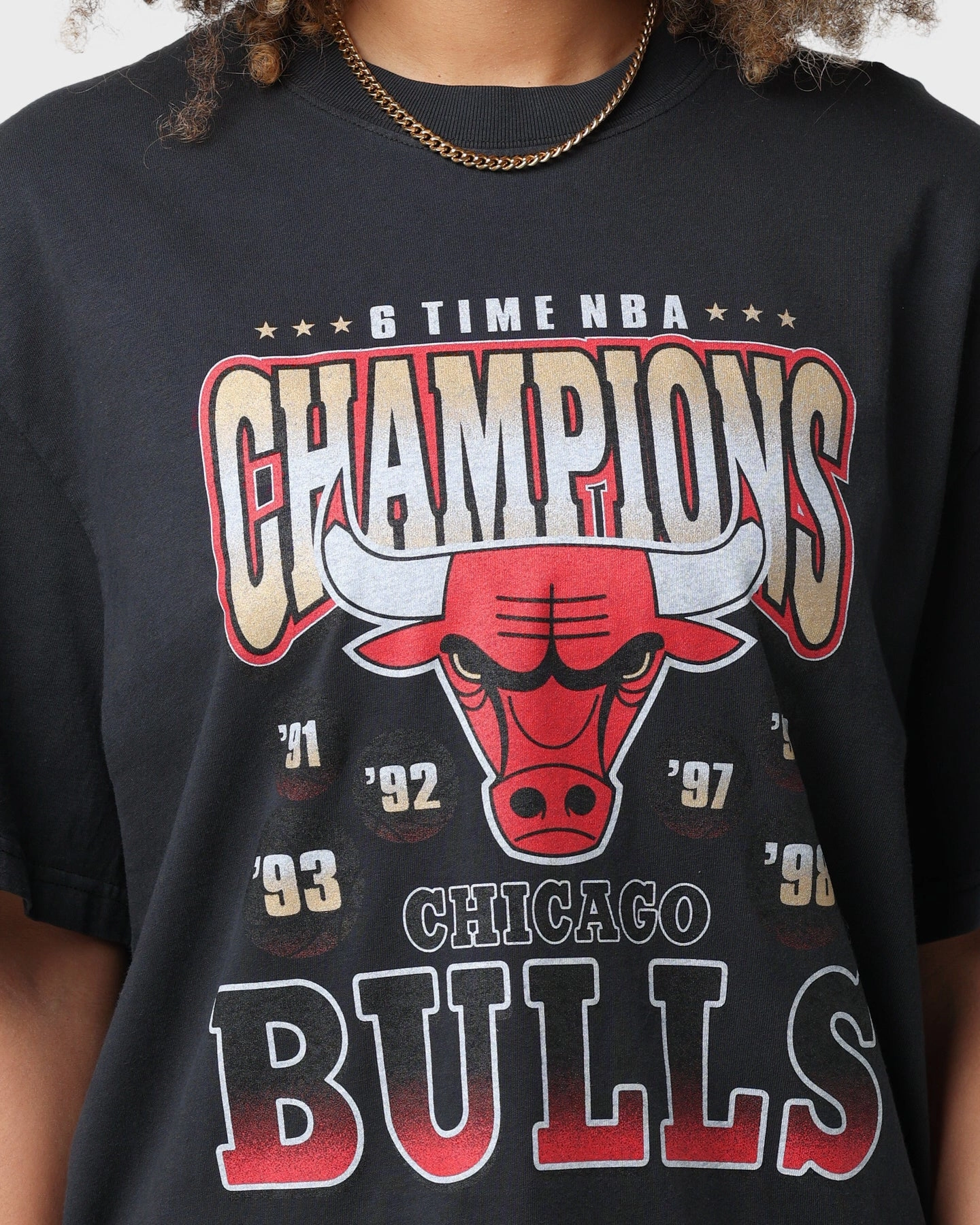 Mitchell & Ness Chicago Bulls Vintage Champ T-Shirt Black Breathable Fit Layered Wear