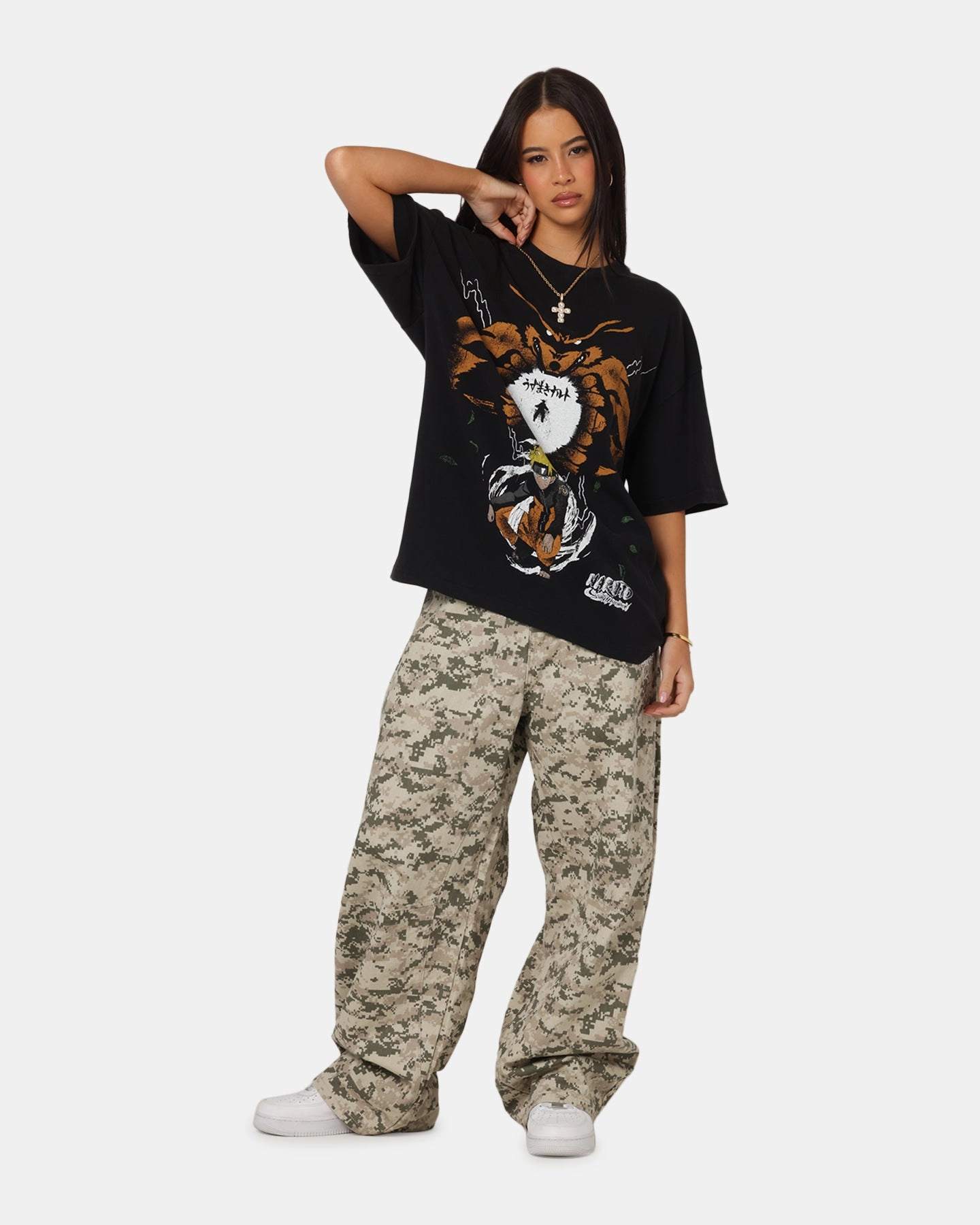 73 Studio X Naruto Shippuden Uzamaki Vintage T-Shirt Black Acidwash MoistureWickingFabric Weekend Trend