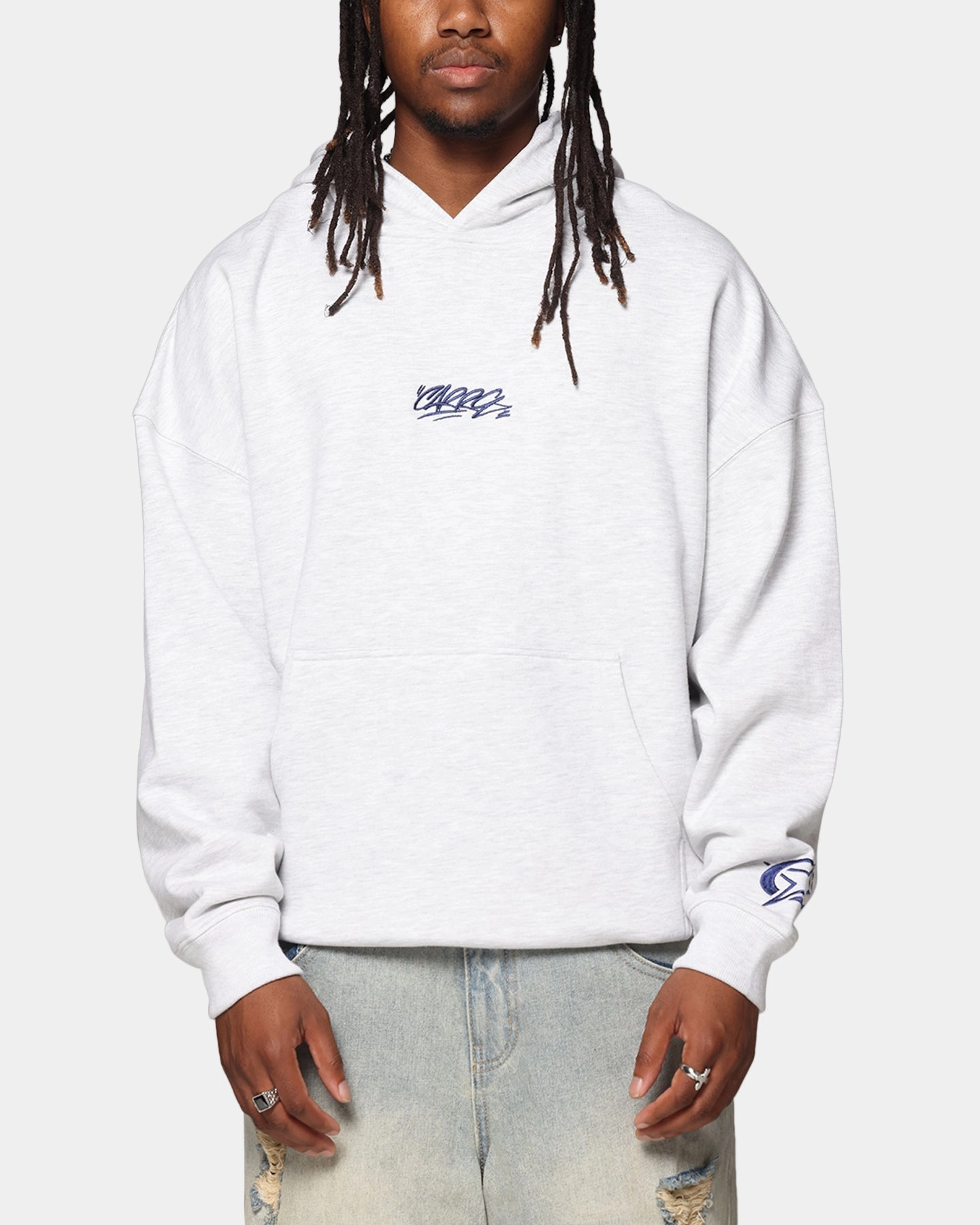 Carre Graffiti Logo Hoodie Grey Marle Hidden Pocket Numbat like