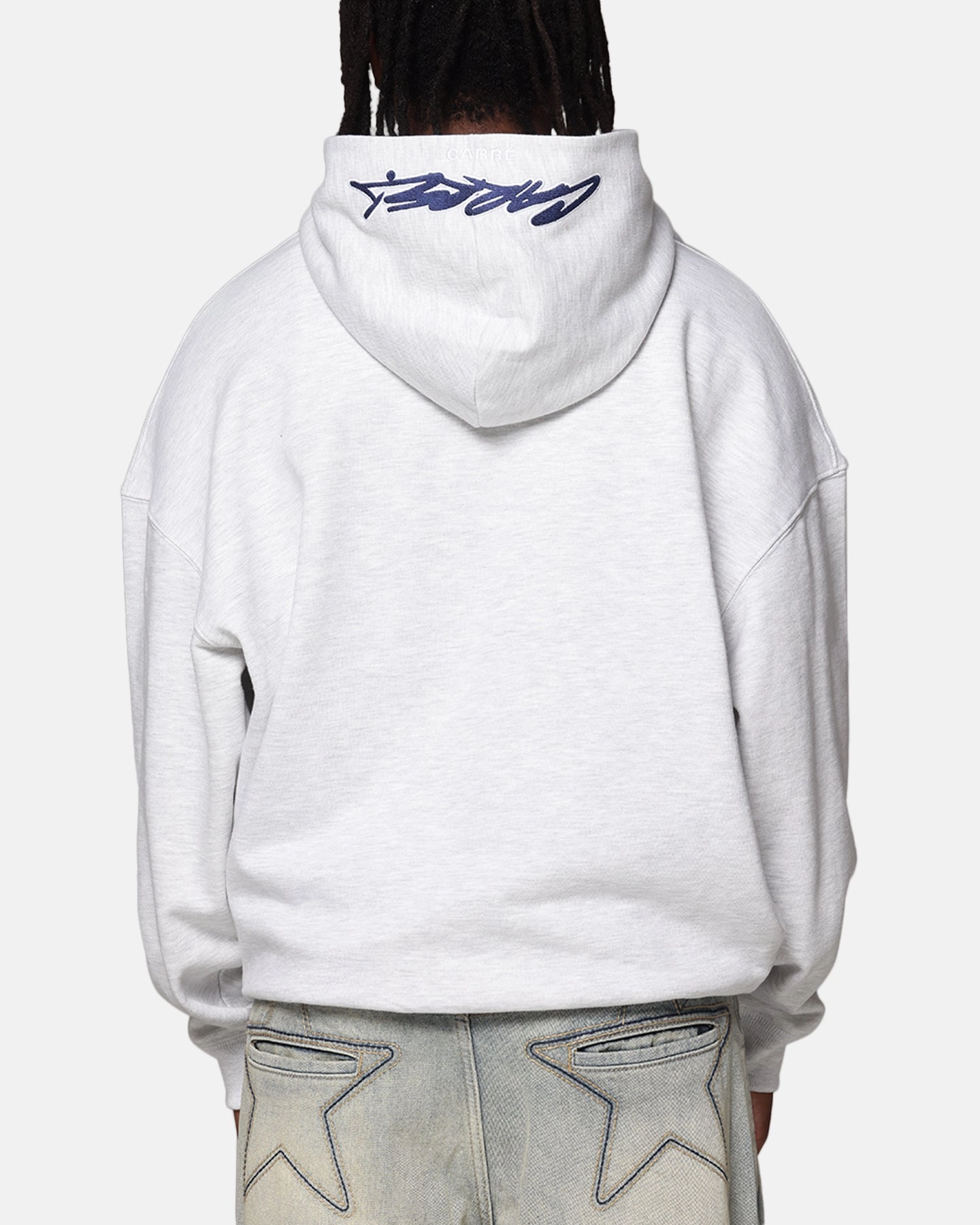 Extended Back Length Carre Graffiti Logo Hoodie Grey Marle