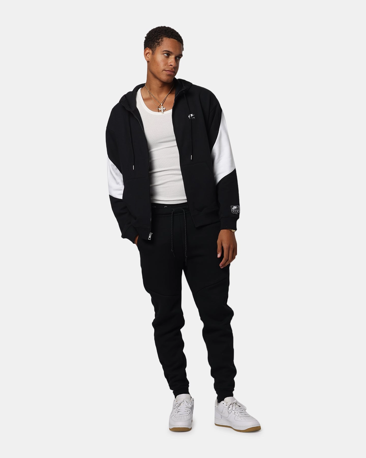 Scoop neck Nike Air Full-Zip Fleece Hoodie Black/White/White