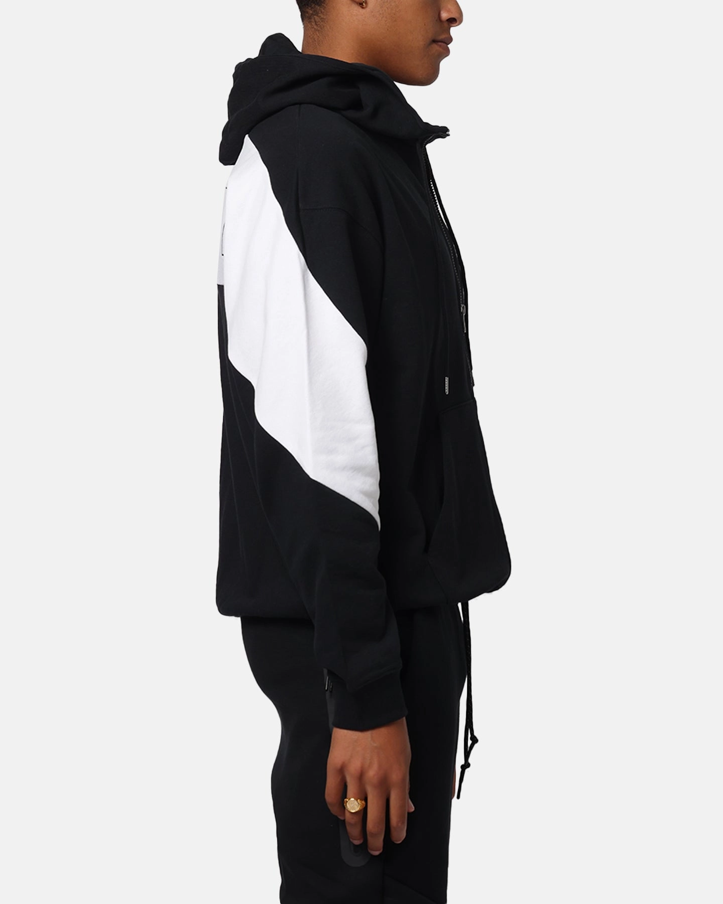 Nike Air Full-Zip Fleece Hoodie Black/White/White Breathable Mesh Panels Peacock like
