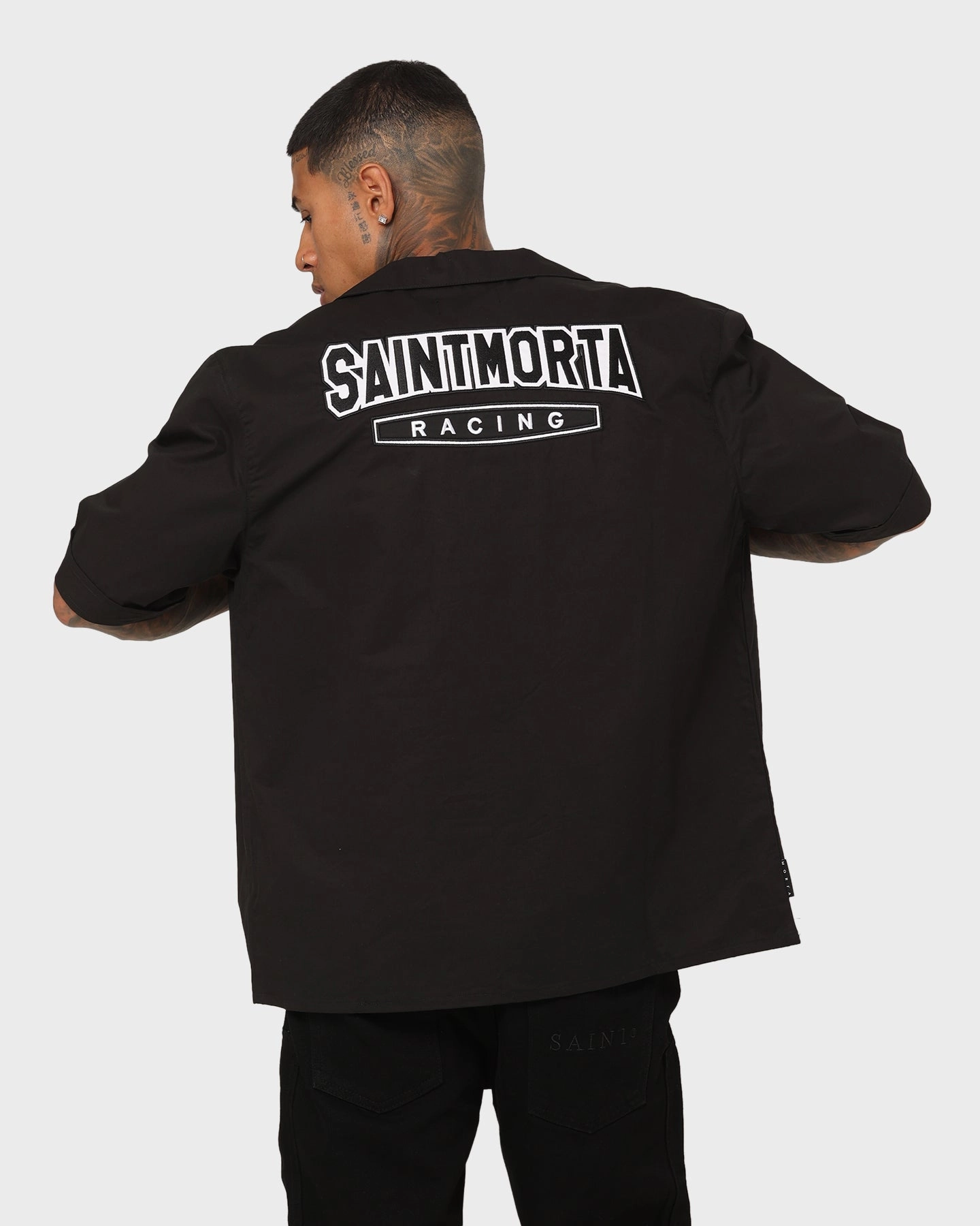 Work Appropriate Functional Design Saint Morta Pro Racing Mechanic Shirt Black