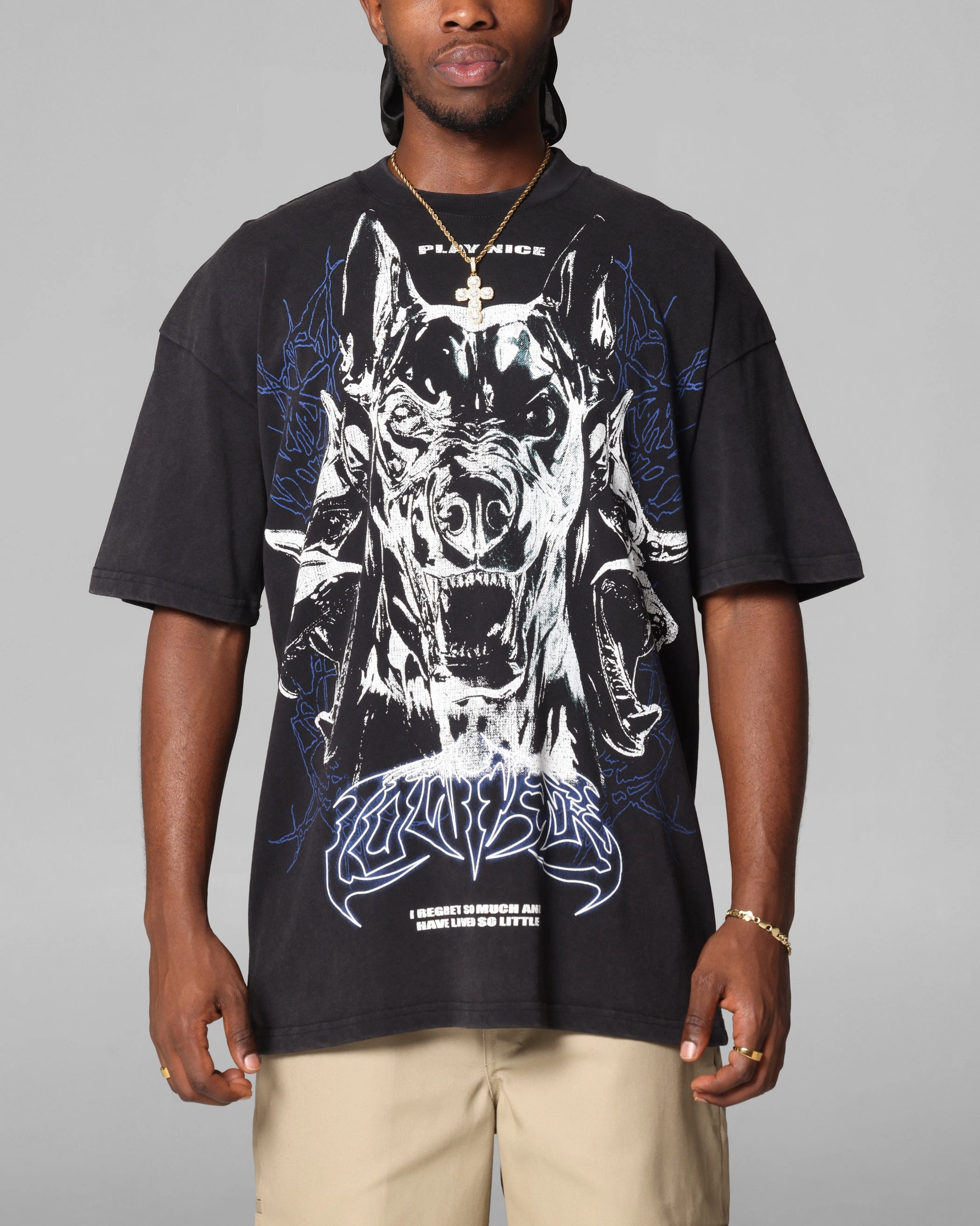 Loiter Dog Pound Vintage T-Shirt Black Acidwash Fit For All Day