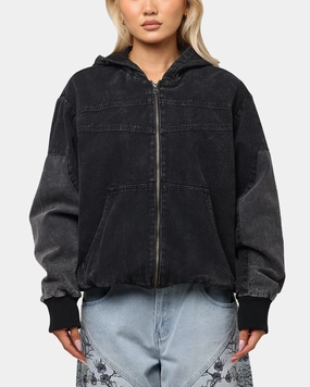 Saint Morta Hooded Workwear Jacket Black/Grey waist length