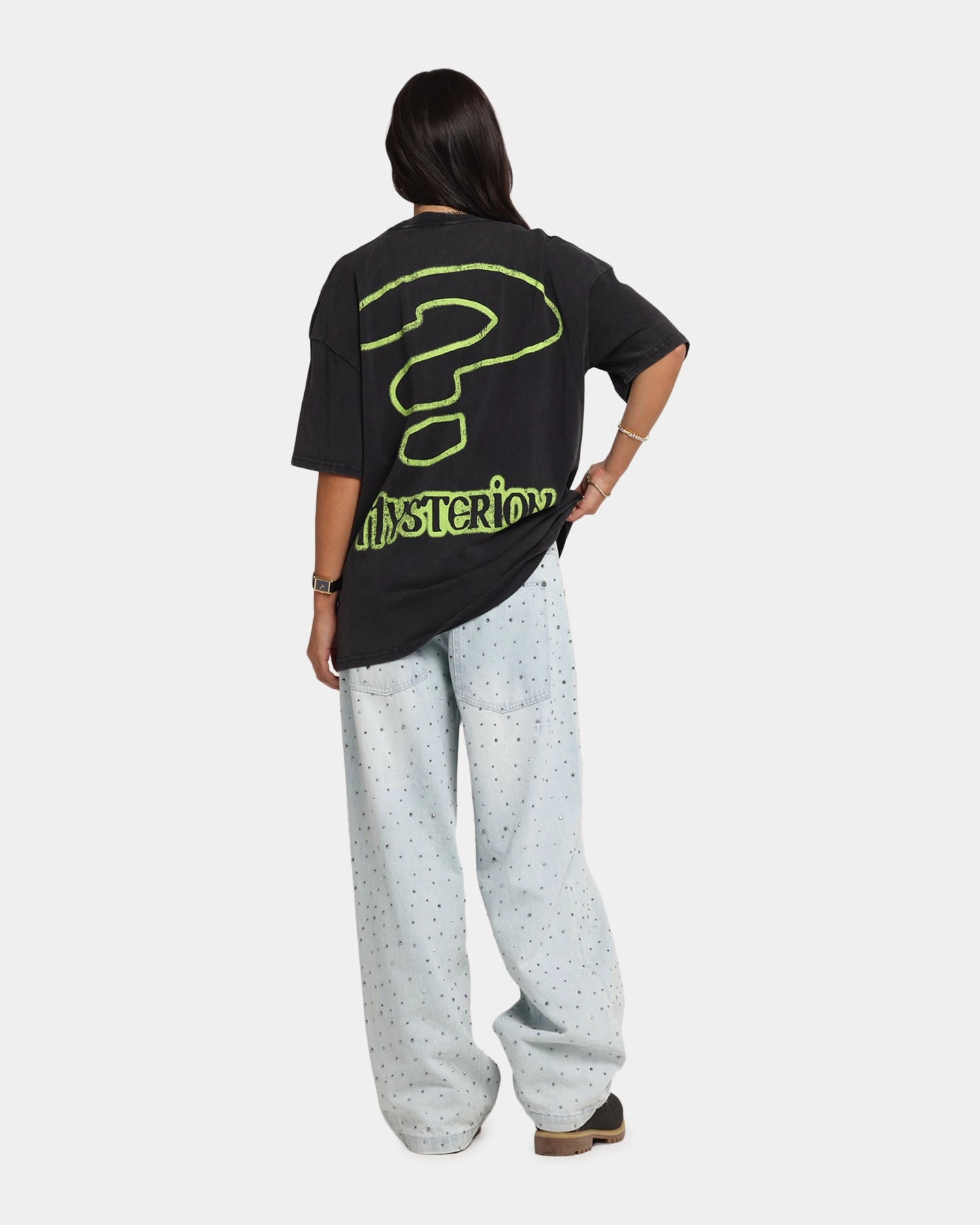 sequined details Simple and Relaxed 73 Studio X South Park Mysterion Vintage T-Shirt Black Acidwash