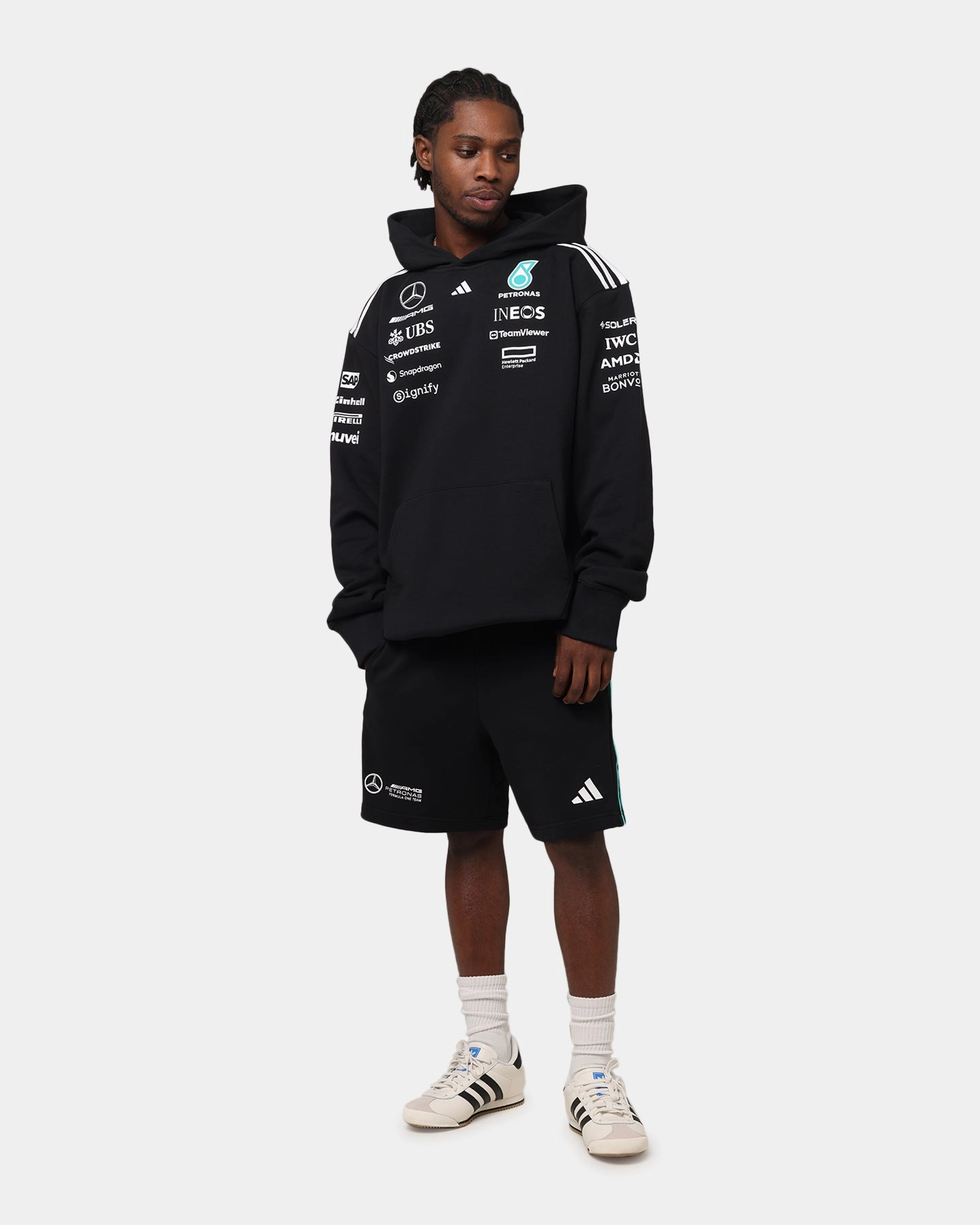 Non Restrictive Fit Light Insulation adidas x Mercedes-AMG PETRONAS Formula One F1 2025 Team Hoodie Black/White