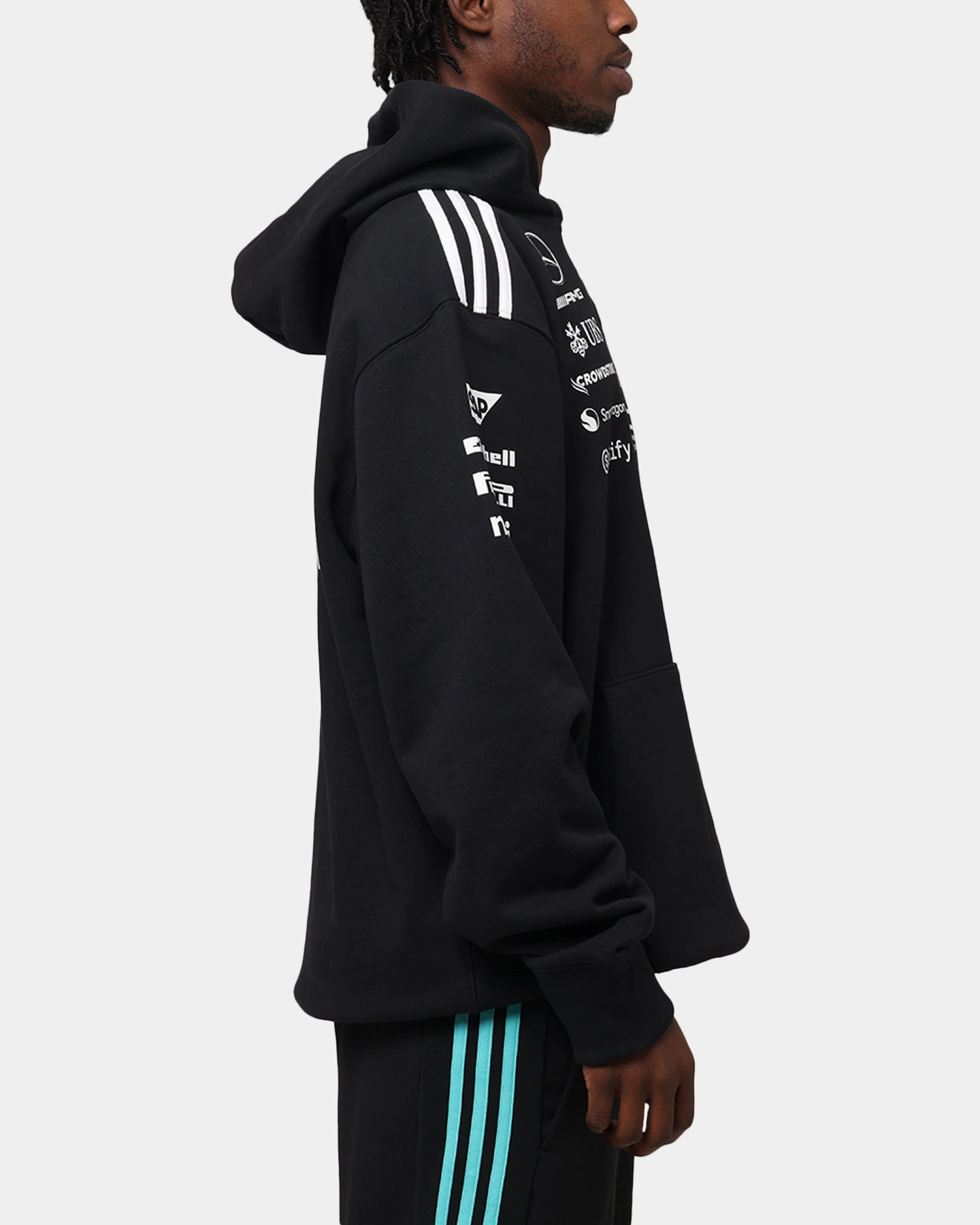 adidas x Mercedes-AMG PETRONAS Formula One F1 2025 Team Hoodie Black/White Trail Style