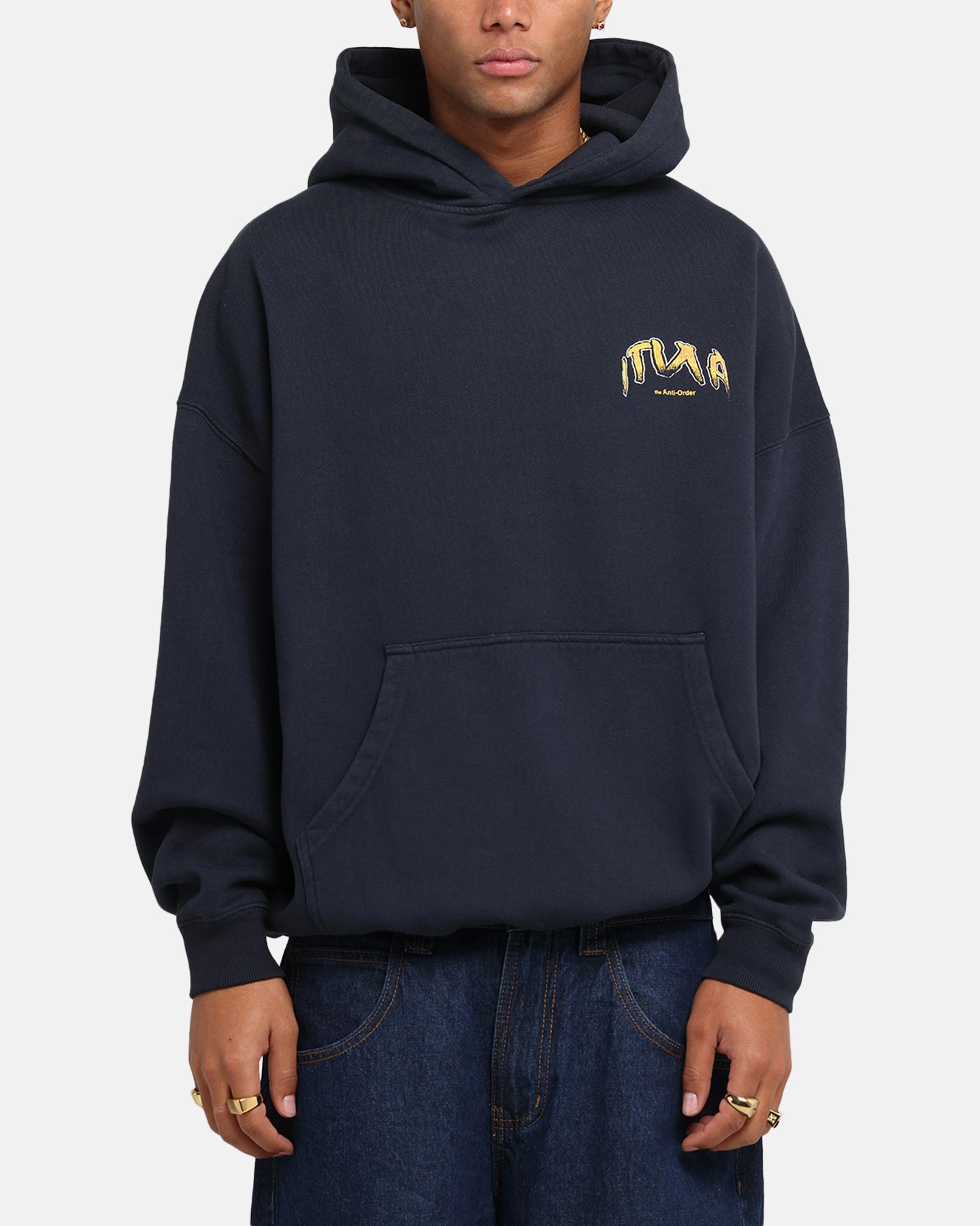 short sleeves The Anti Order Anti Collegate Boxy Hoodie Navy