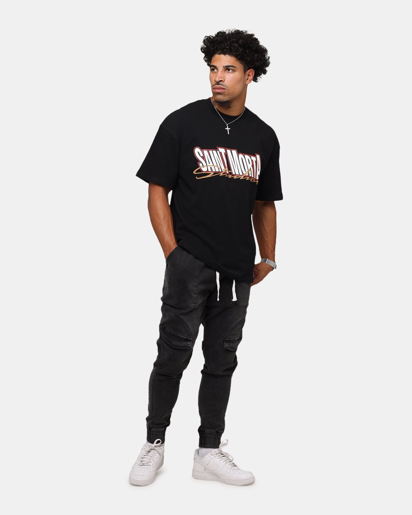 Saint Morta Aera Denim Joggers Black Shadow Universal Fit System