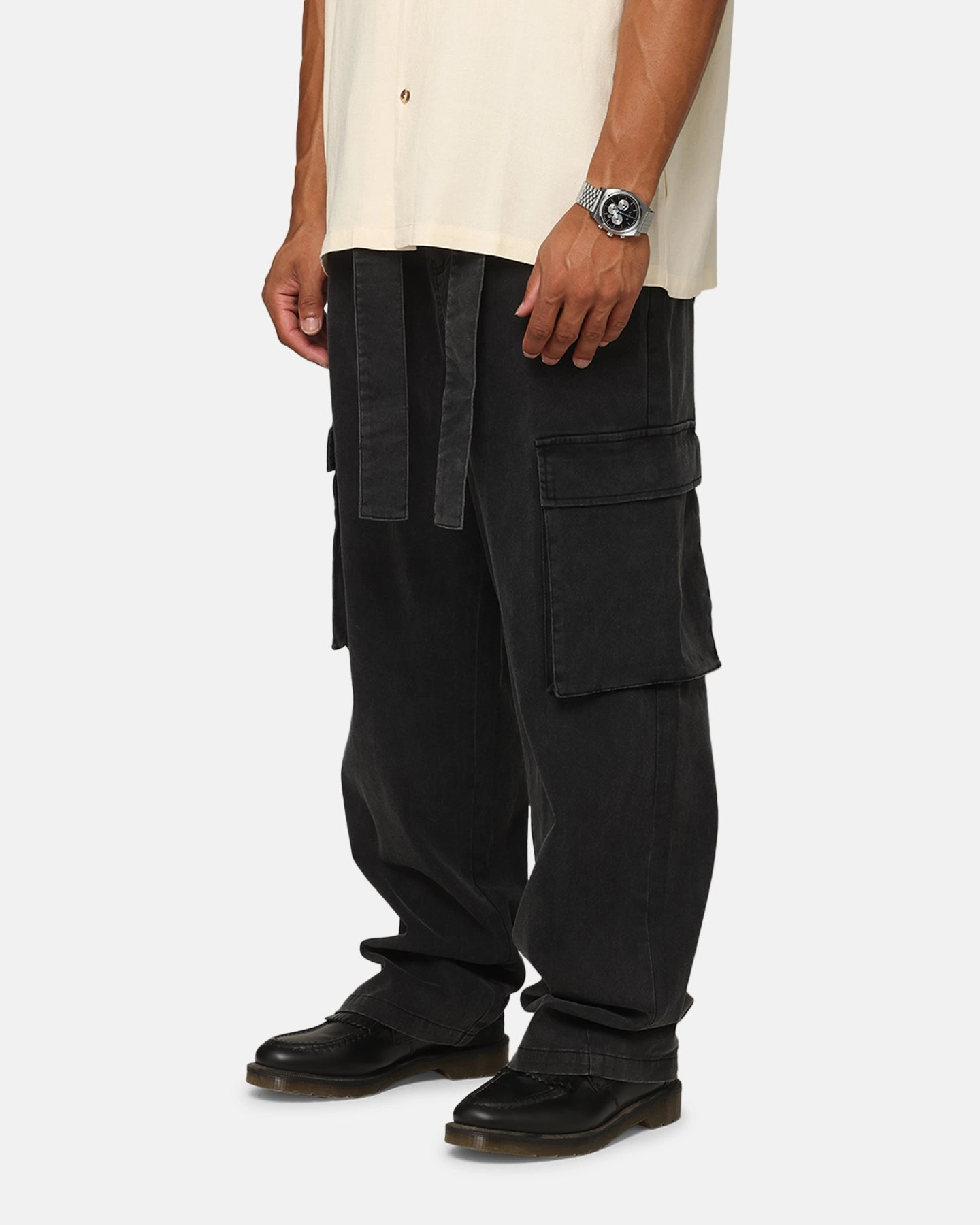 Versatile use XXIII Tie Up Cargo Pants Washed Black
