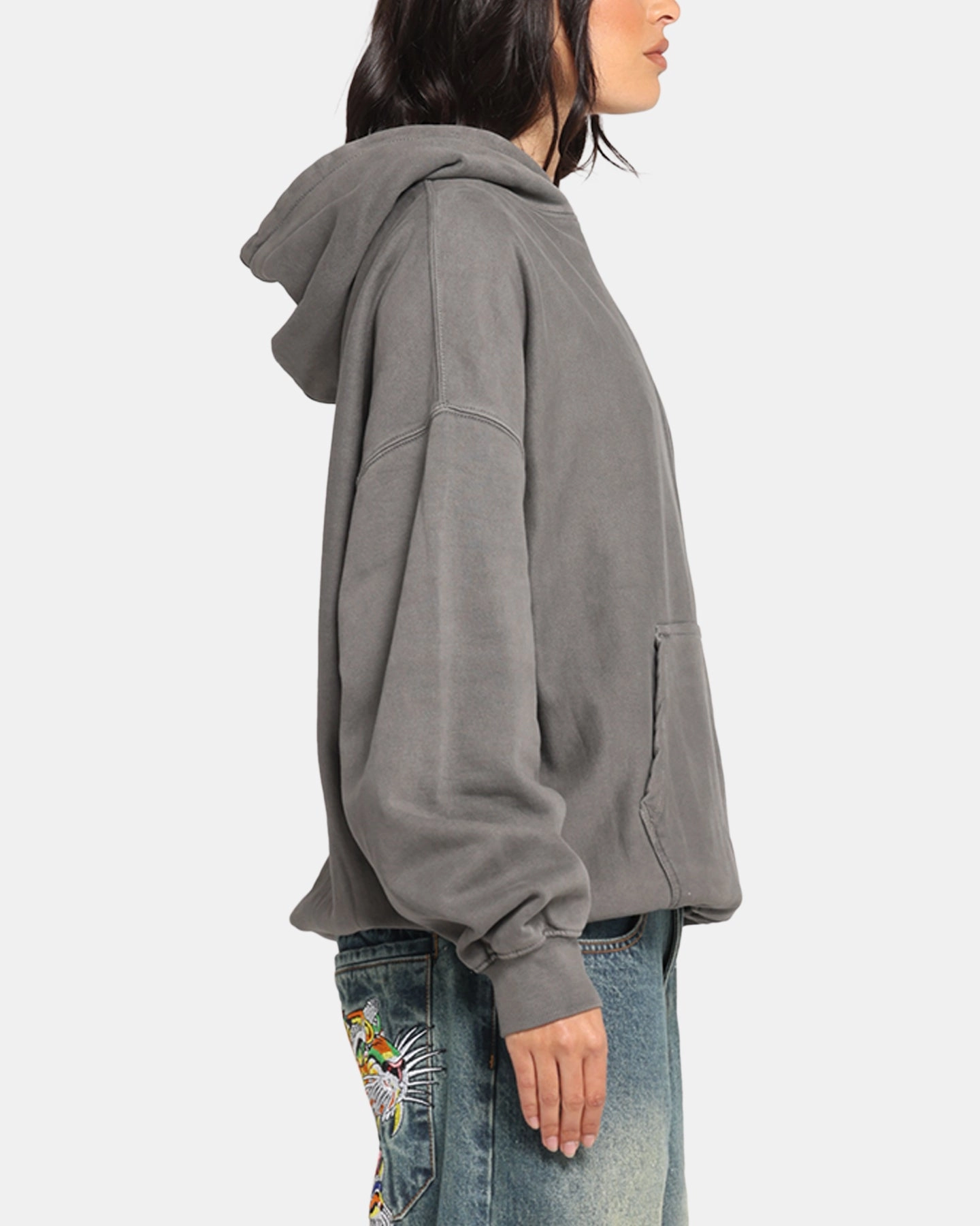 All Season Staple Signature Piece Carre Sacred Letter Hoodie Washed Charcoal