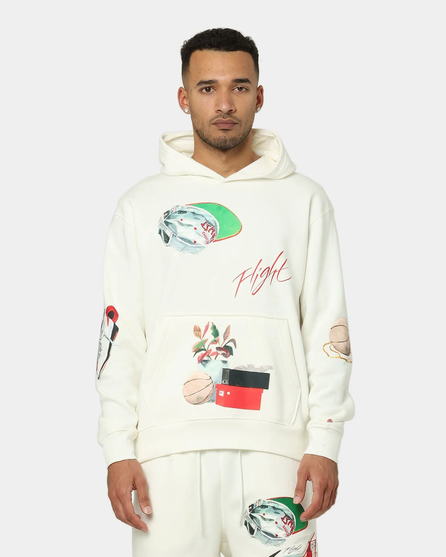 PreShrunk Cotton Blend Patience Jordan Flight Artist Series Fleece Pullover Jacket Sail/Black/University Red