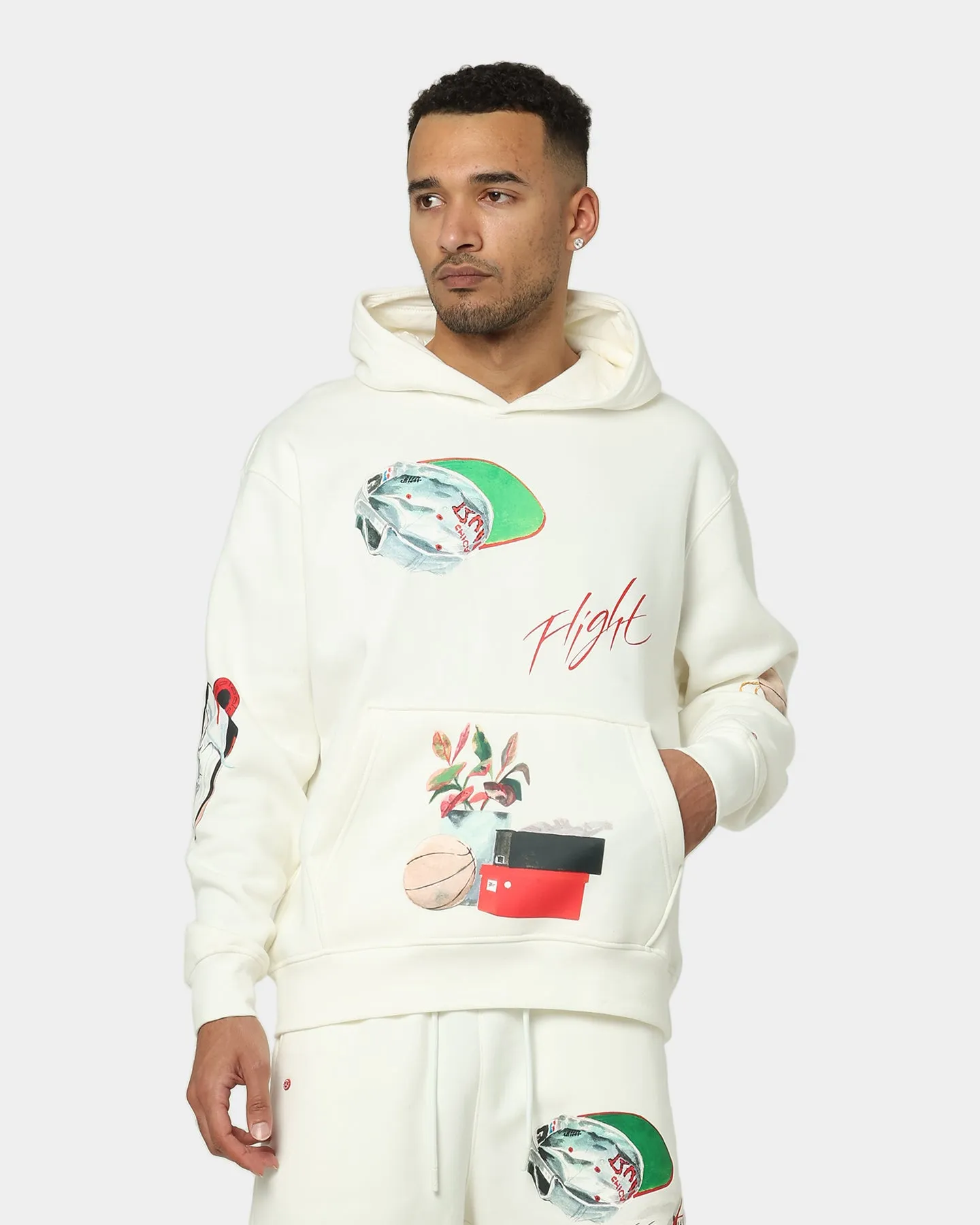 No Bulk Double Layered Edges Jordan Flight Artist Series Fleece Pullover Jacket Sail/Black/University Red