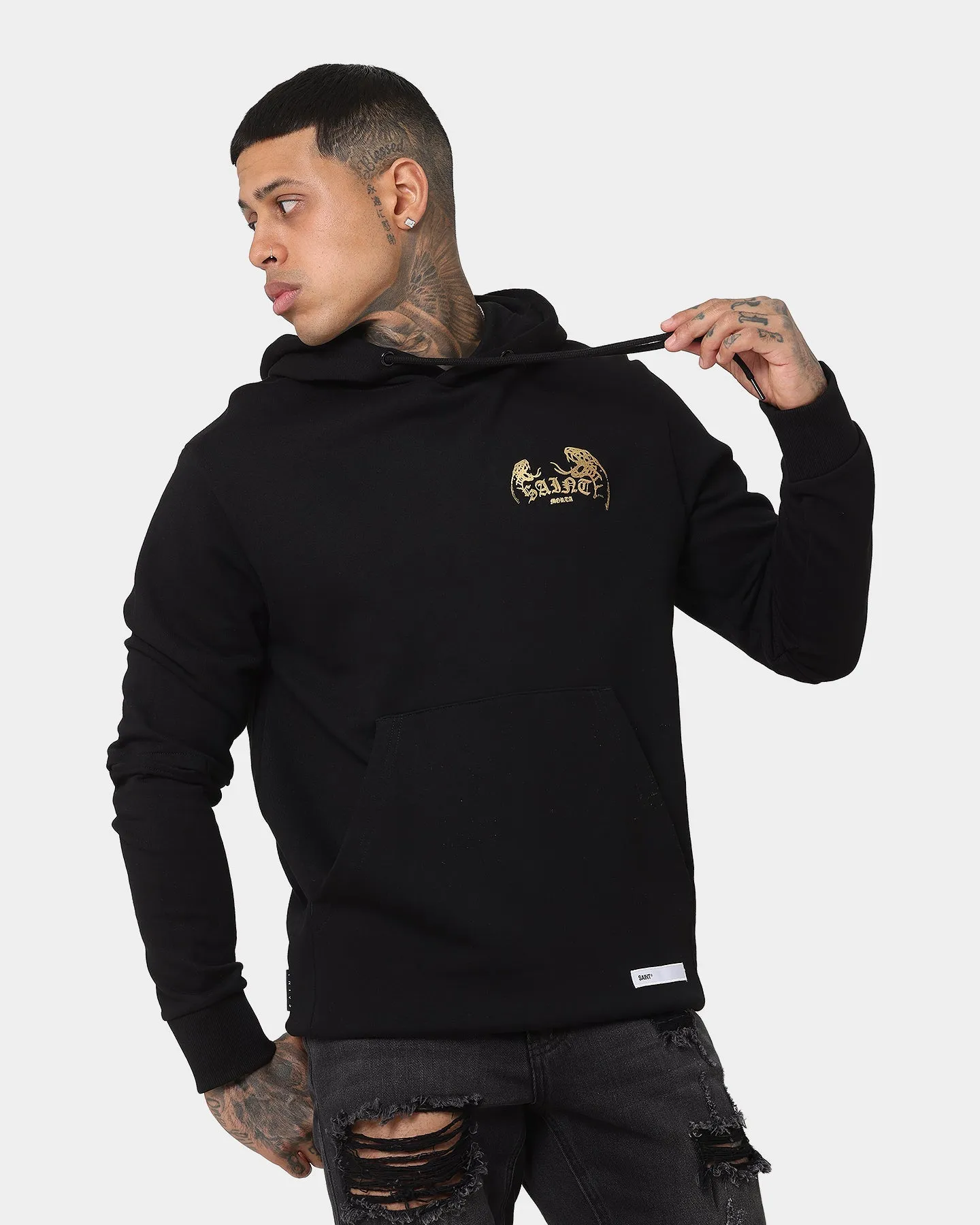 Patterned Practical Choice Saint Morta Venomous New Age Vintage Hoodie Black