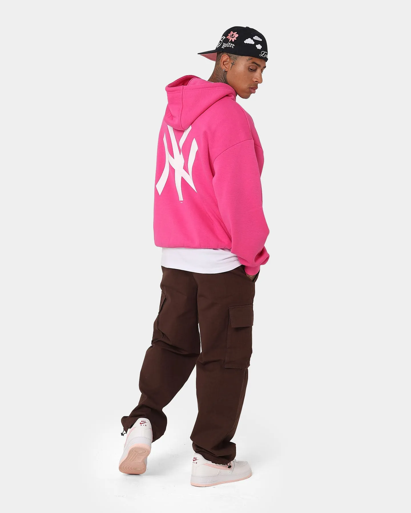 Hydrostatic Rating Tested New Era New York Yankees 'Tropical Punch Script Pack' Oversized Hoodie Hot Pink