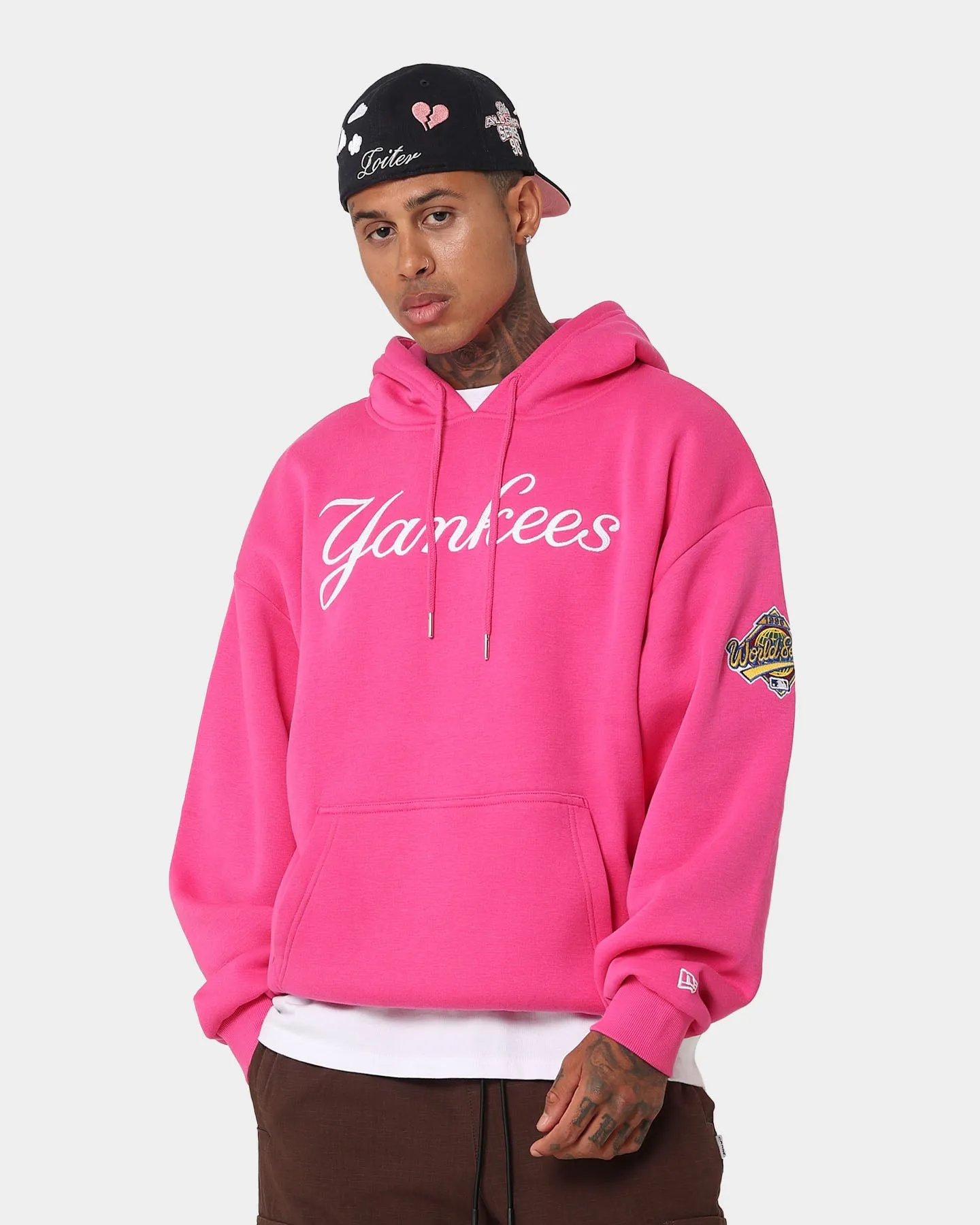 New Era New York Yankees 'Tropical Punch Script Pack' Oversized Hoodie Hot Pink Fashion Layer